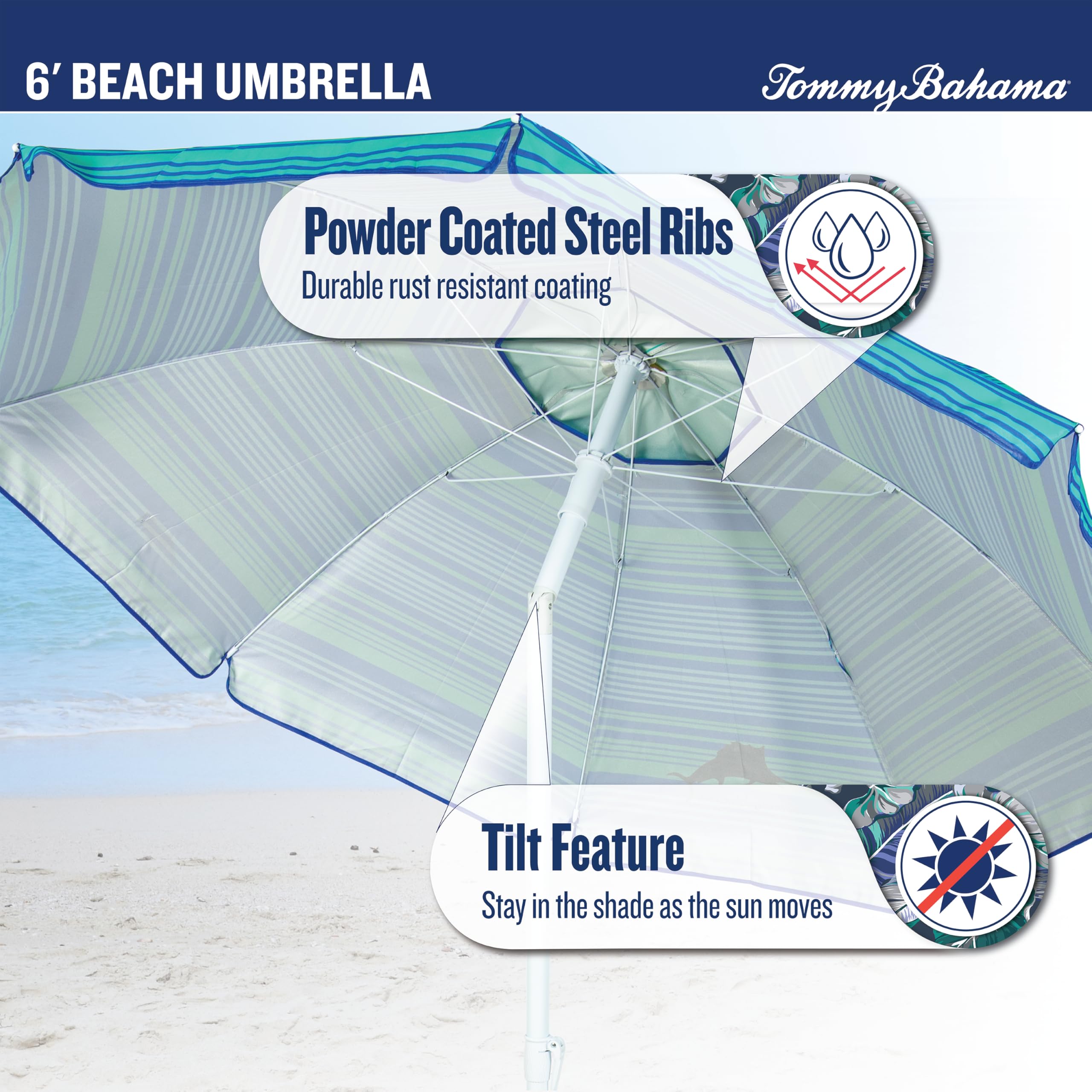 Tommy Bahama primer plano de la tela resistente con acabado protector