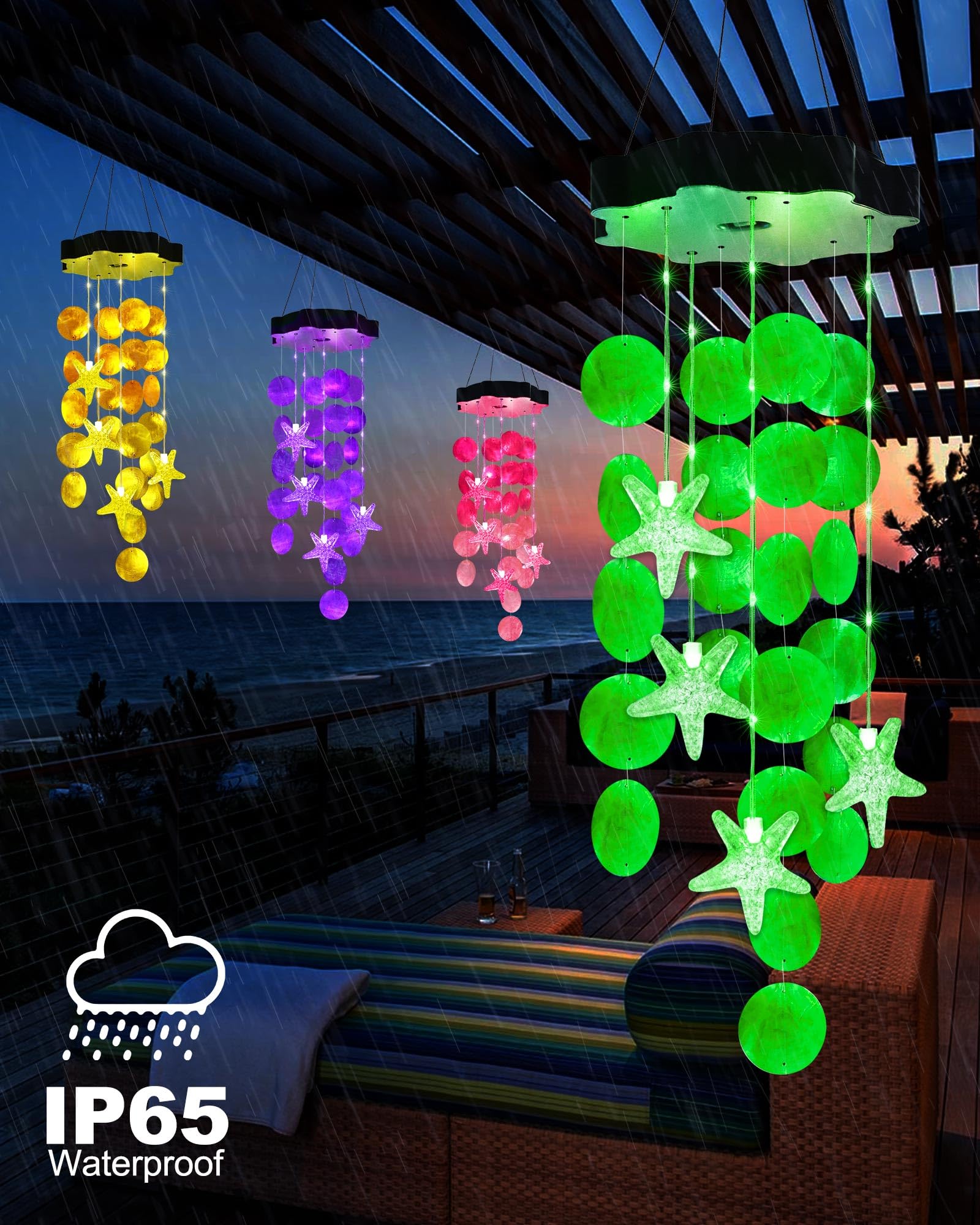 Toodour luces encendidas en porche, ambiente nocturno acogedor