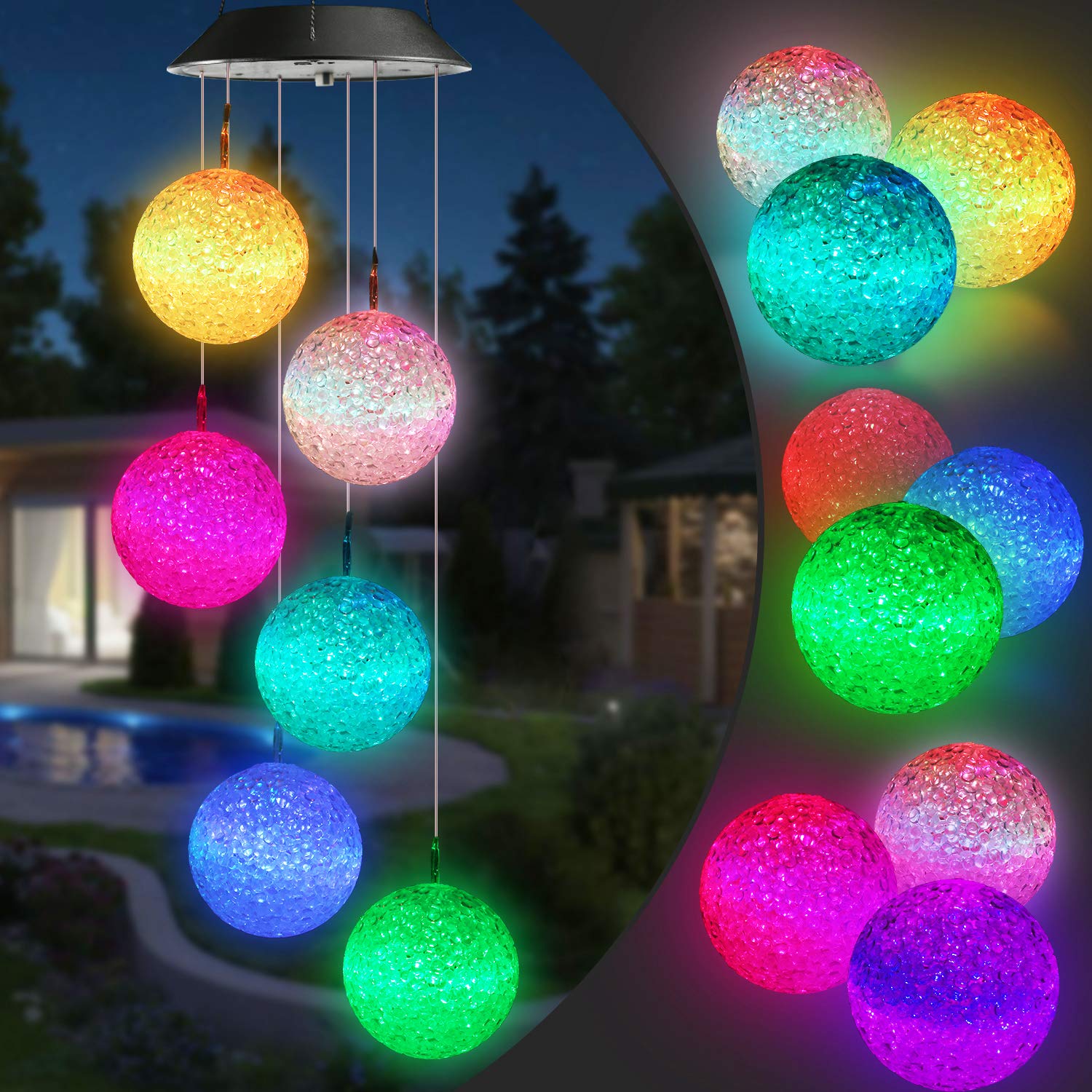Toodour móvil frontal mostrando seis esferas iluminadas y atractivo decorativo