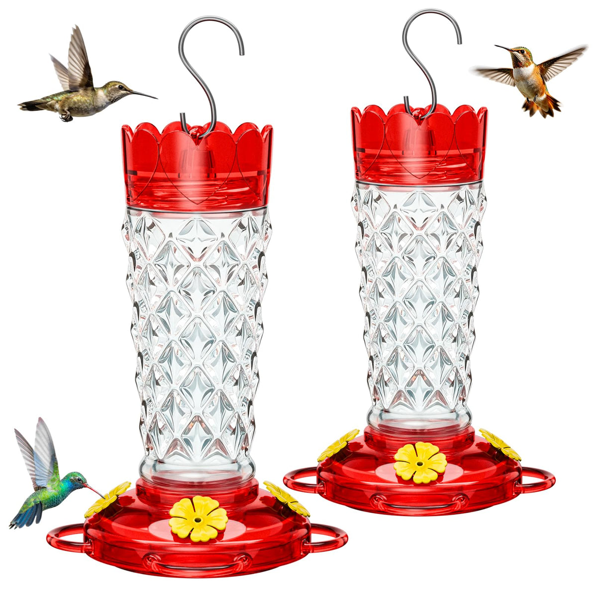 TOP XIAN vista frontal del pack de 2 alimentadores atrae colibríes fácilmente