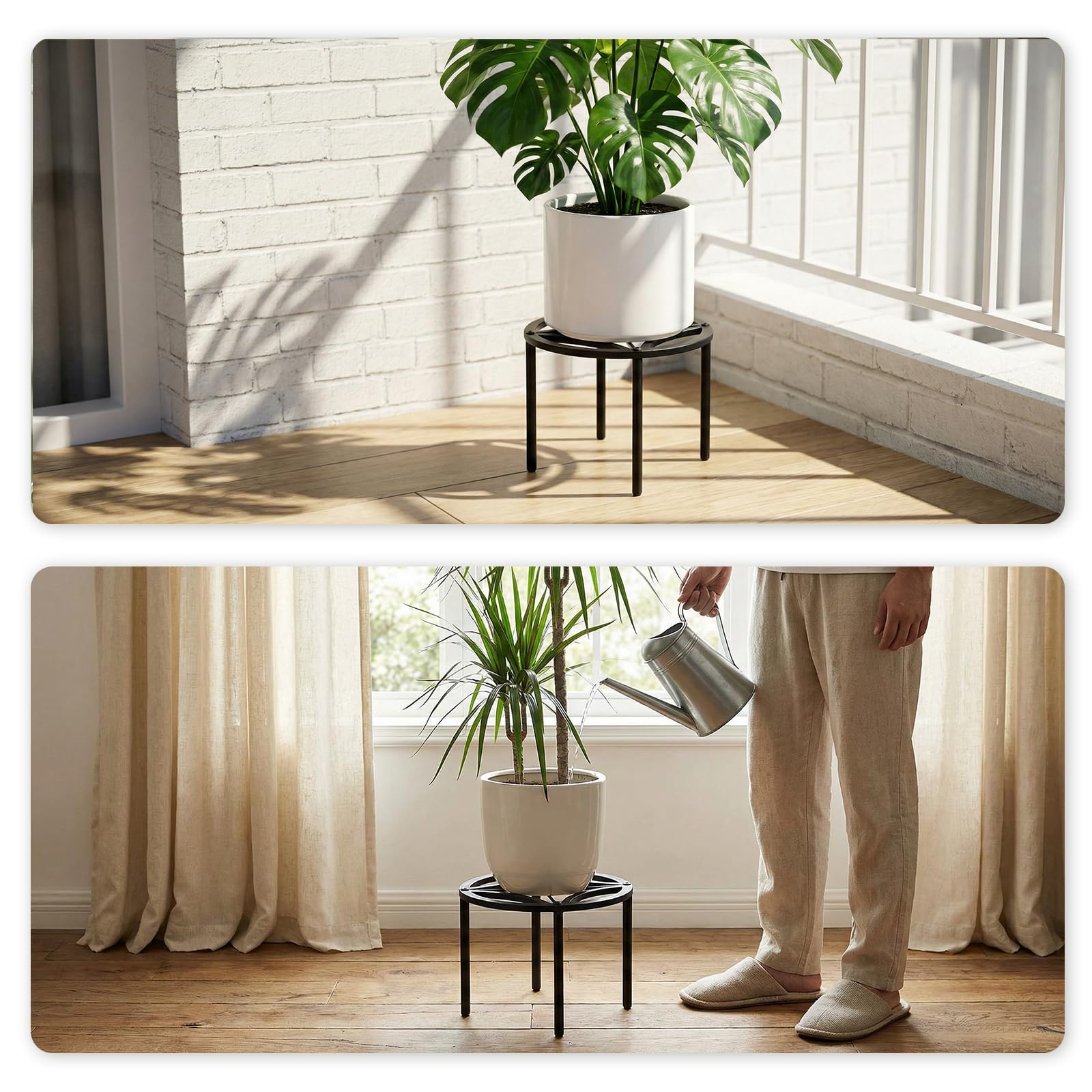TOSKING soporte con maceta media mostrando soporte seguro hasta 120 lb