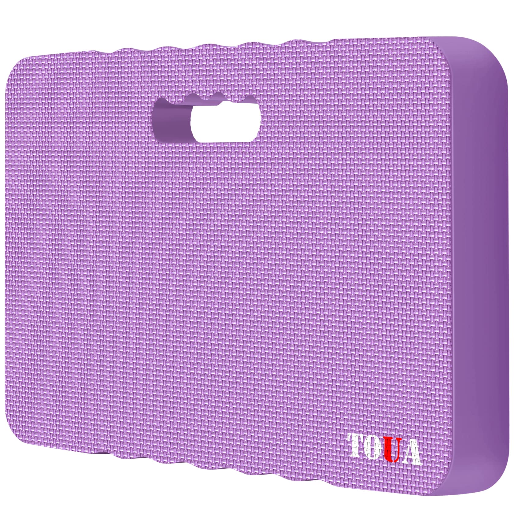 TOUA vista frontal del cojín morado mostrando tamaño y diseño cómodo
