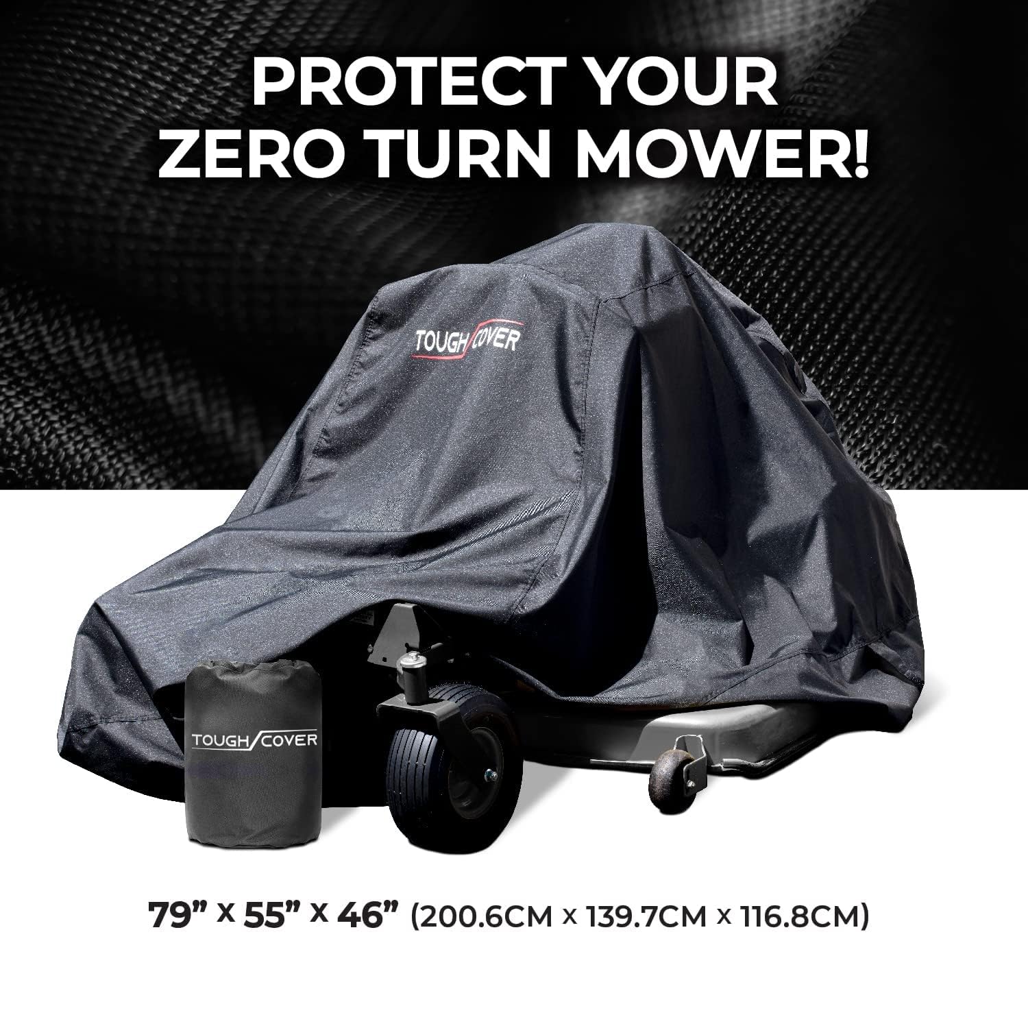 Tough Cover primer plano tela 600D mostrando resistencia y repelencia al agua