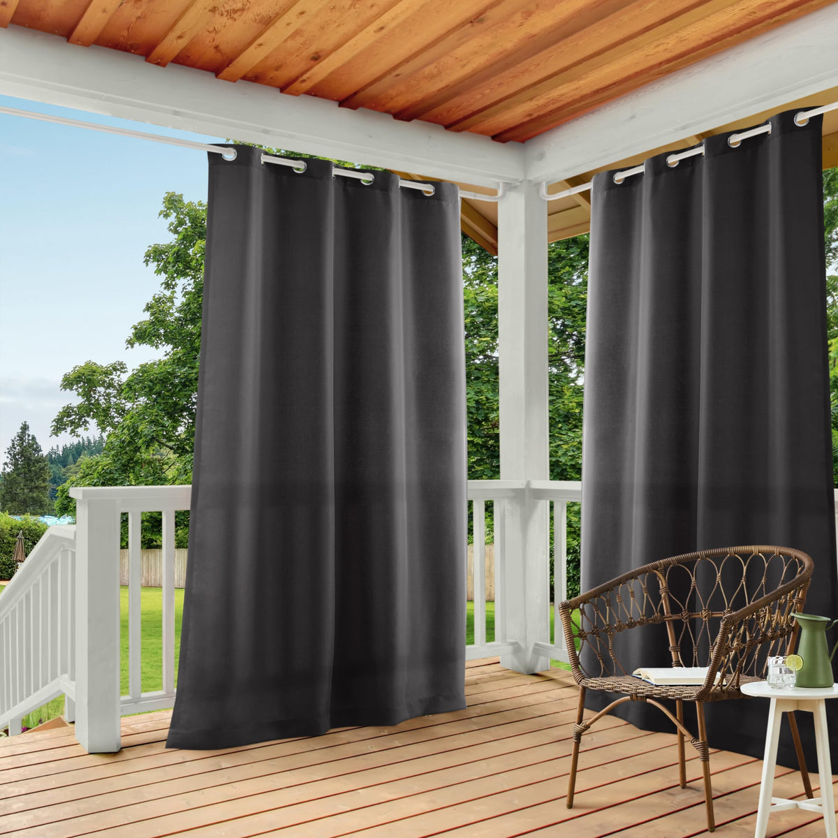 TOWN & COUNTRY BASICS panel frontal charcoal mostrando caída elegante y privacidad