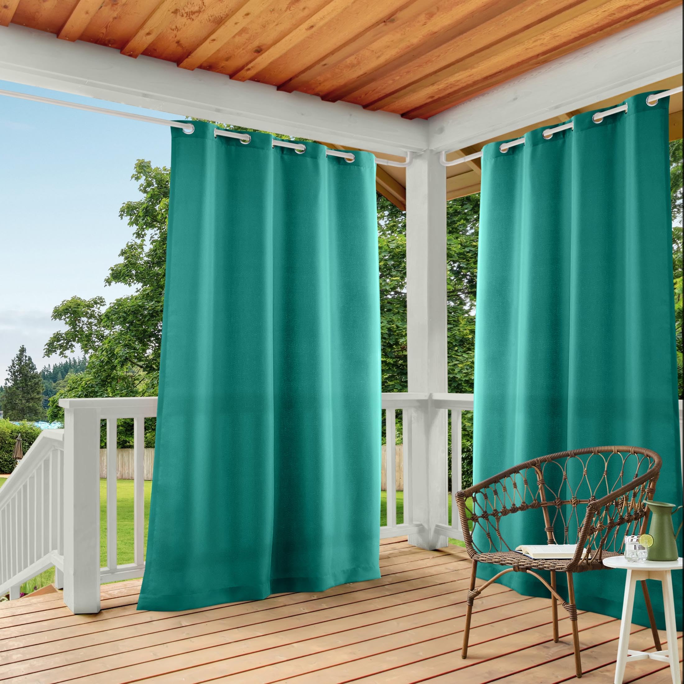 TOWN & COUNTRY BASICS panel frontal Teal mostrando caída elegante y privacidad