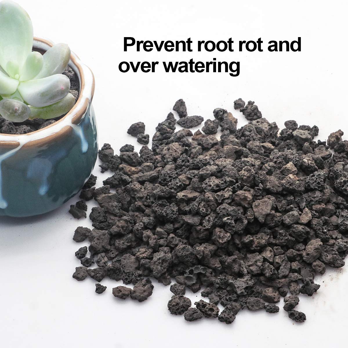 TOYPOPOR lava negra usada en maceta con suculentas para prevenir encharcamientos