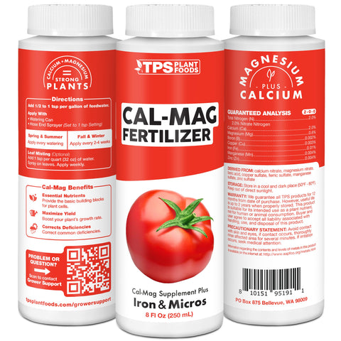Primer plano del líquido del Cal Mag TPS NUTRIENTS demostrando concentración y pureza