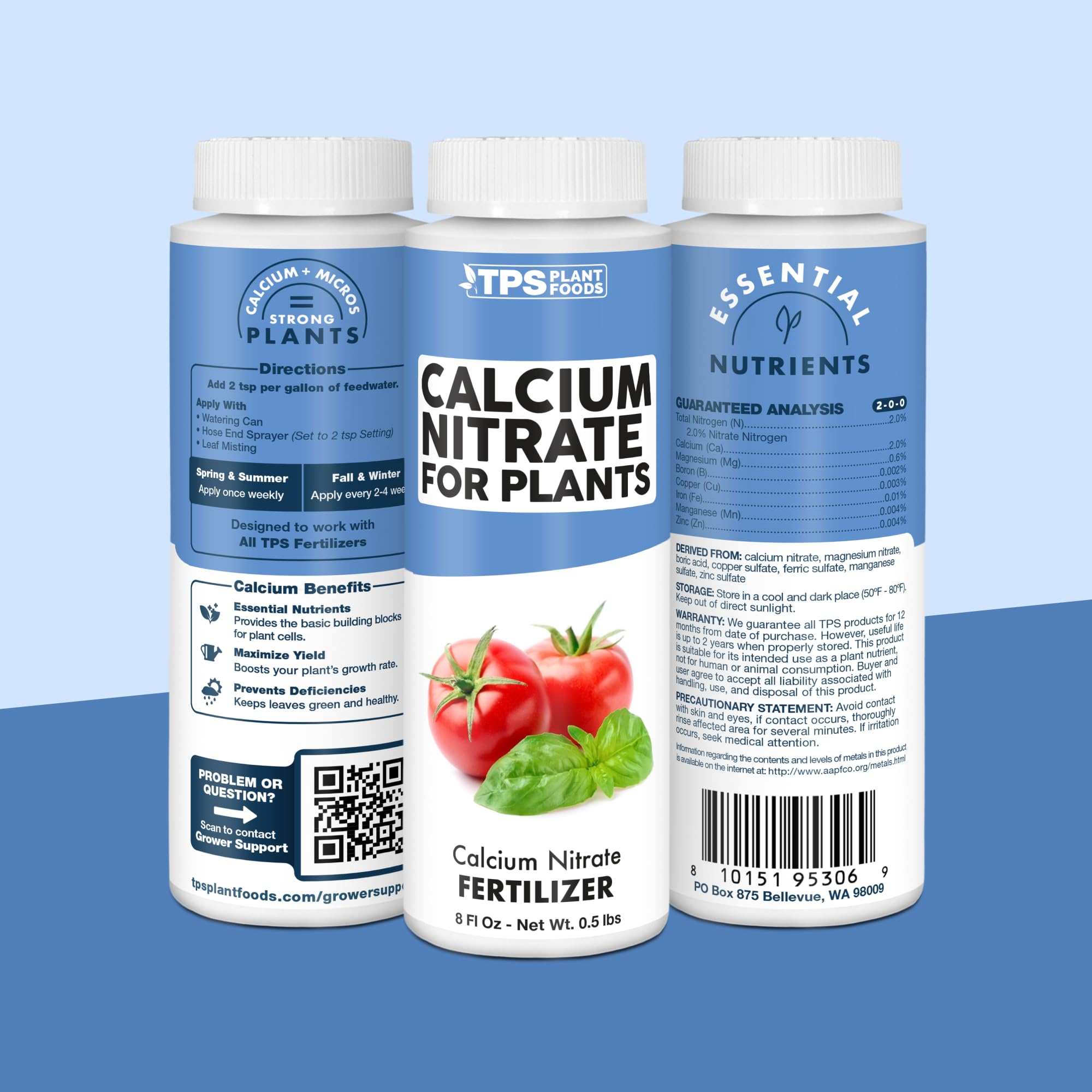 TPS NUTRIENTS comparación con mano para mostrar tamaño y portabilidad del envase