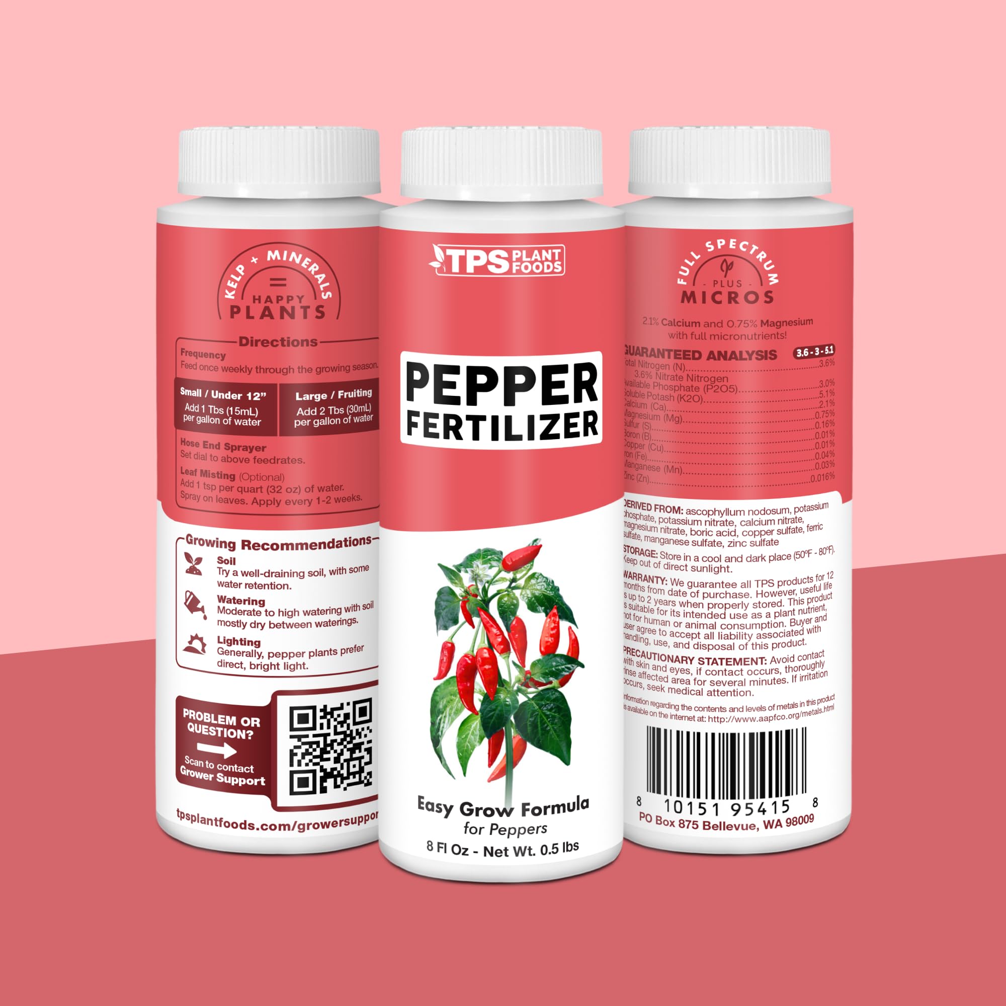TPS NUTRIENTS vista lateral del envase y cierre seguro para almacenamiento