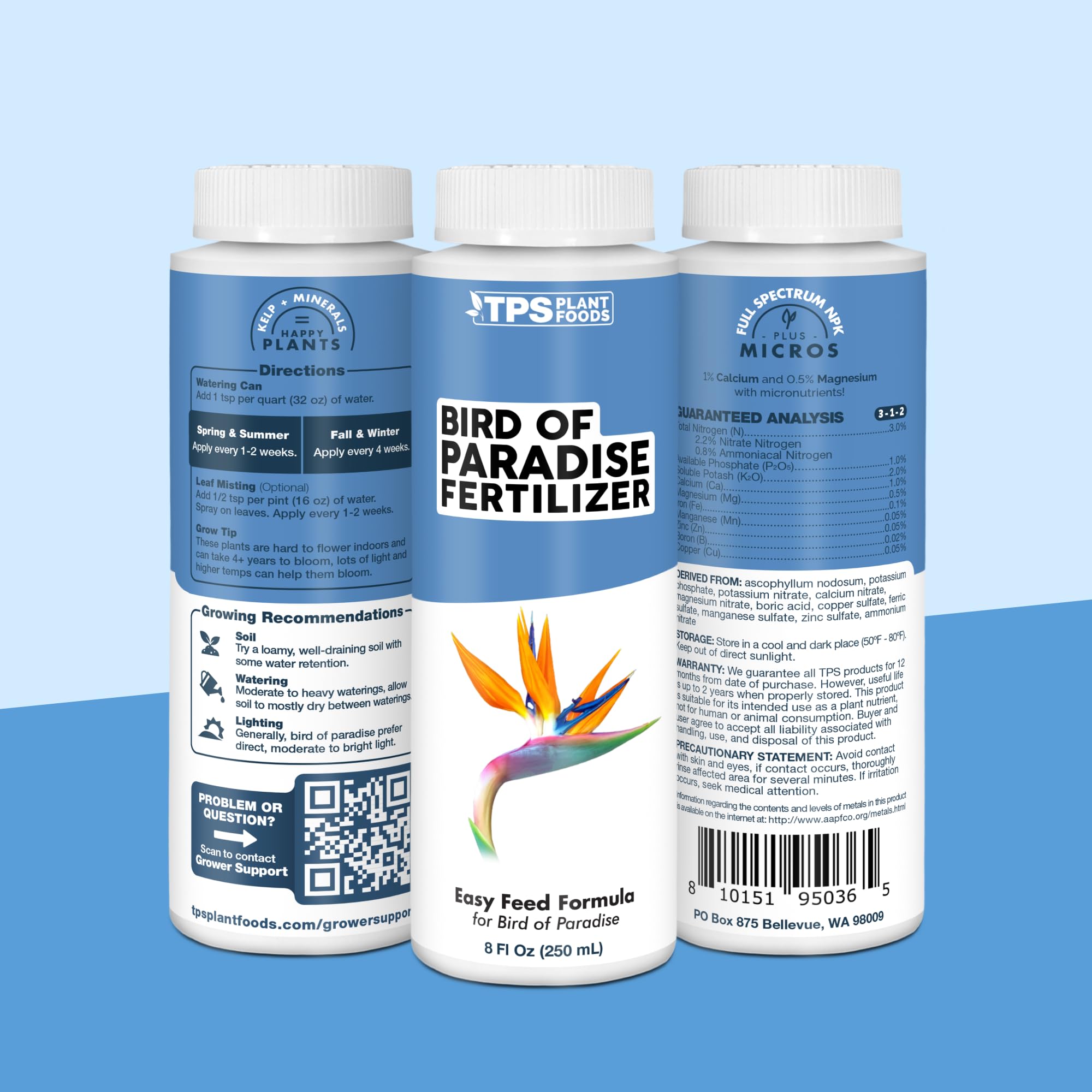 TPS NUTRIENTS producto en entorno de patio con plantas tropicales, beneficio: apto para exteriores