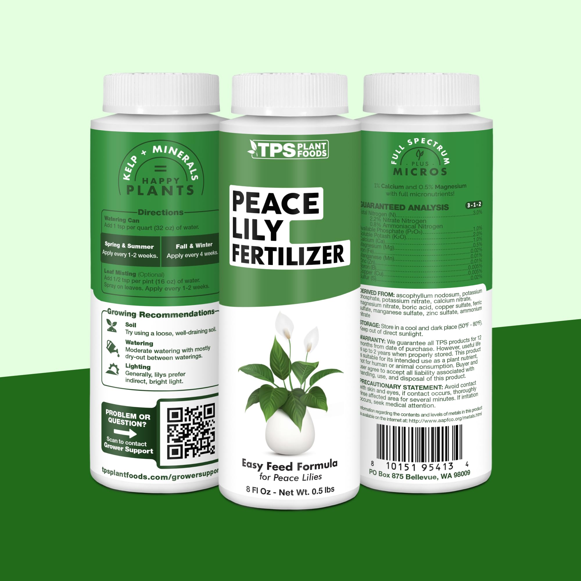 TPS NUTRIENTS maceta con flores de peace lily mostrando floración prolongada