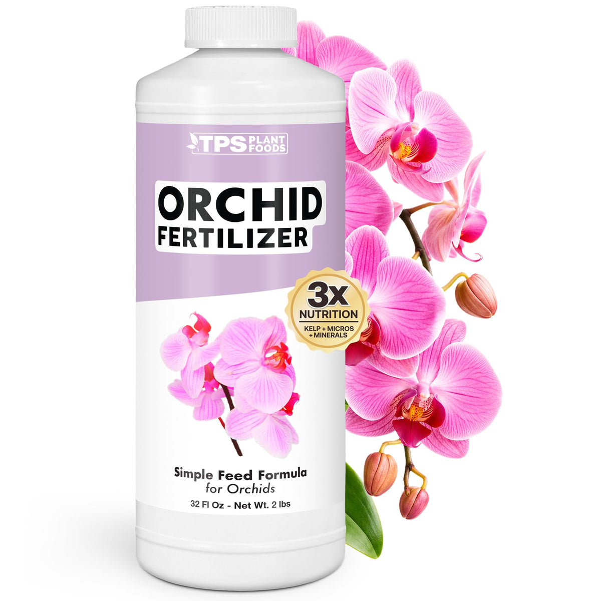 TPS NUTRIENTS botella frontal del fertilizante para orquídeas mostrando tamaño y marca para confianza
