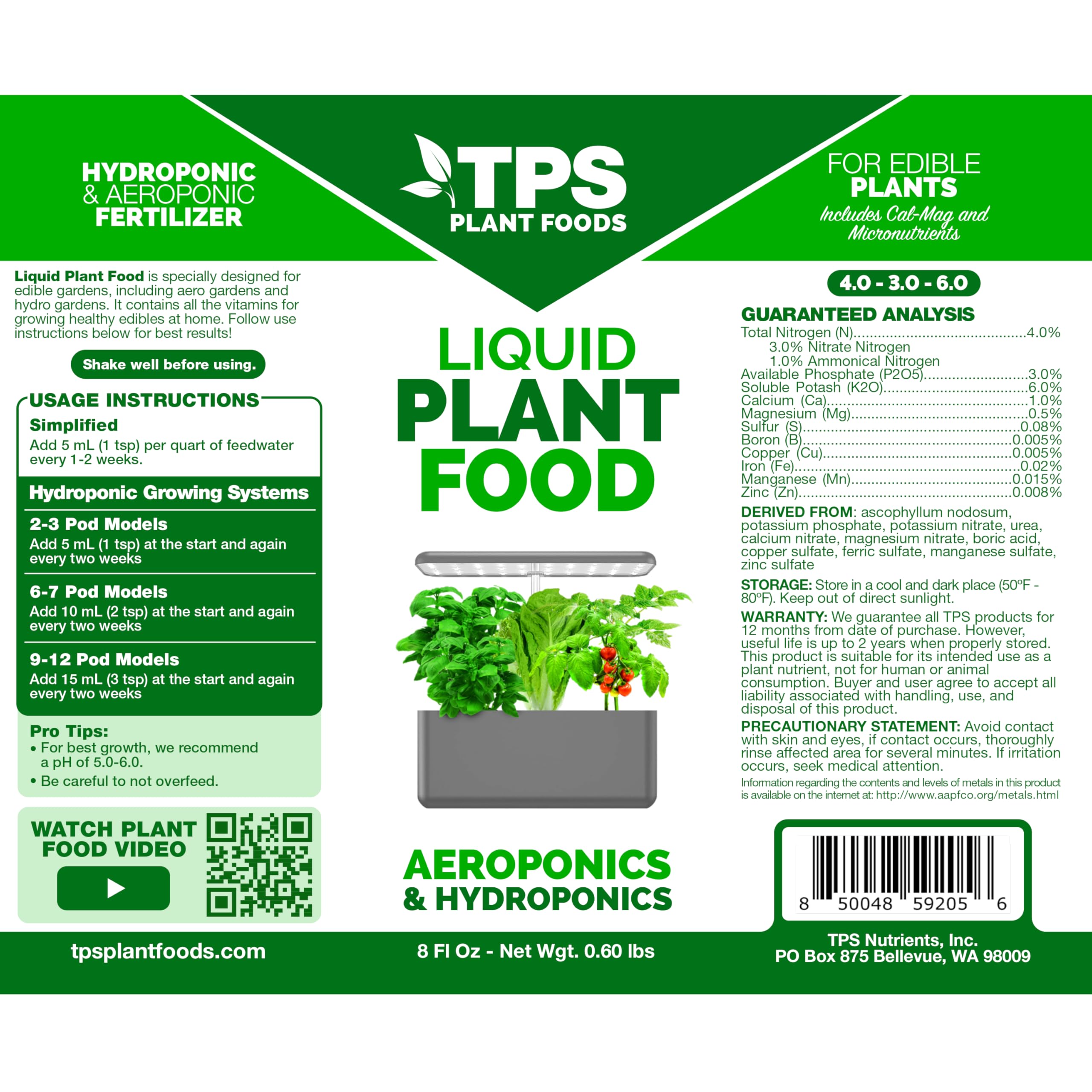 TPS NUTRIENTS líquido transparente listo para mezclar, fácil disolución rápida