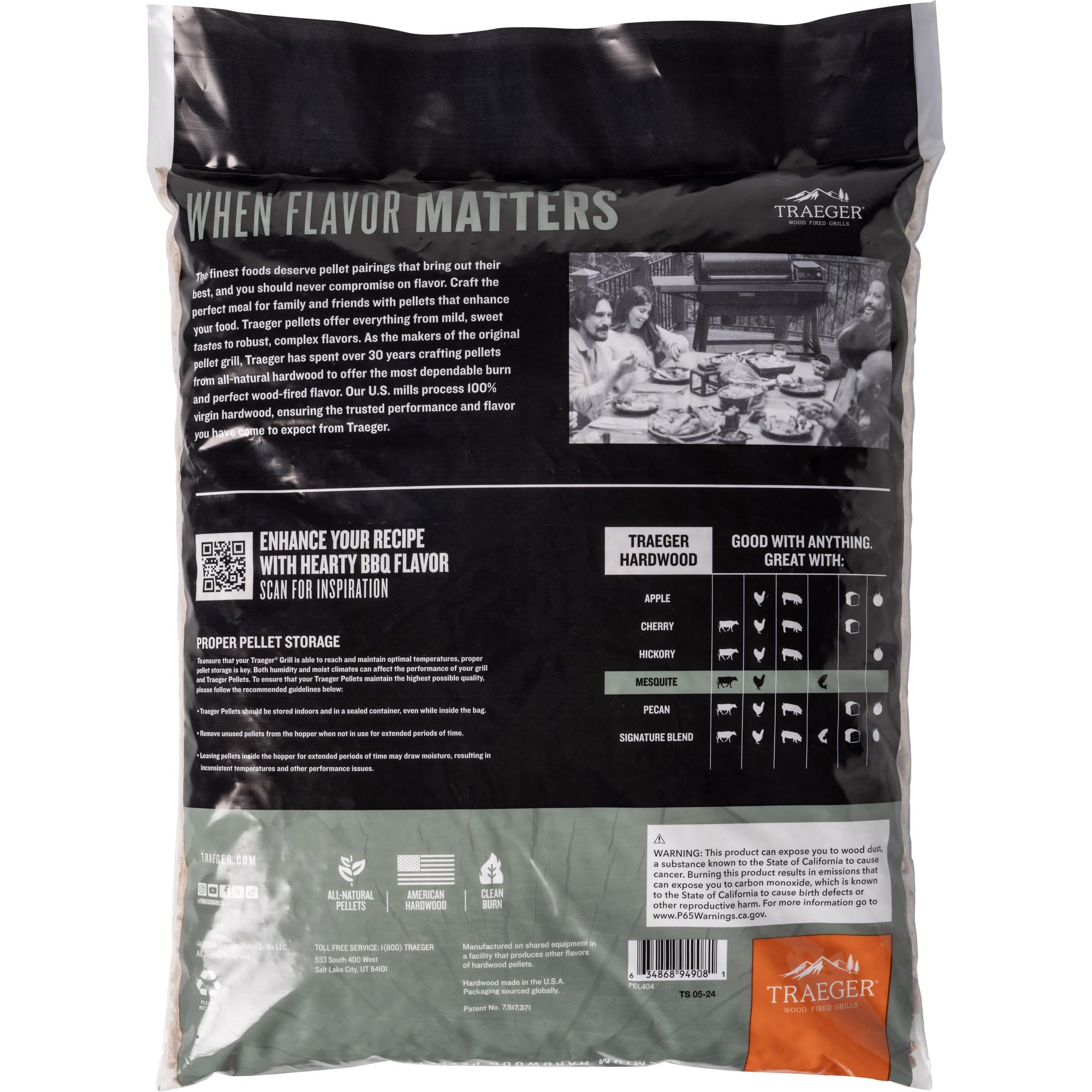 Traeger primer plano de textura de pellets que muestra combustión uniforme