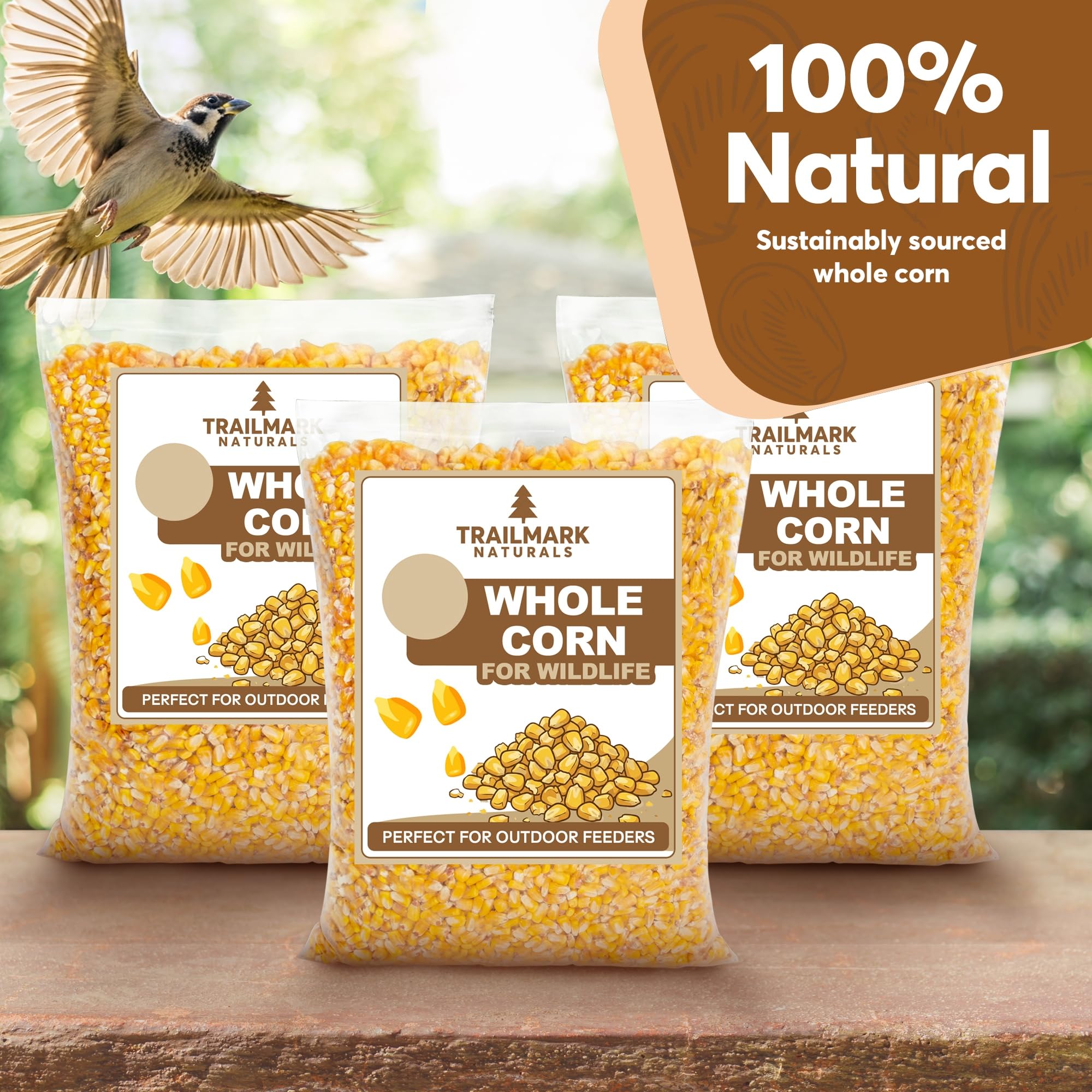 TRAILMARK NATURALS saco junto a regla para comparar tamaño y cantidad