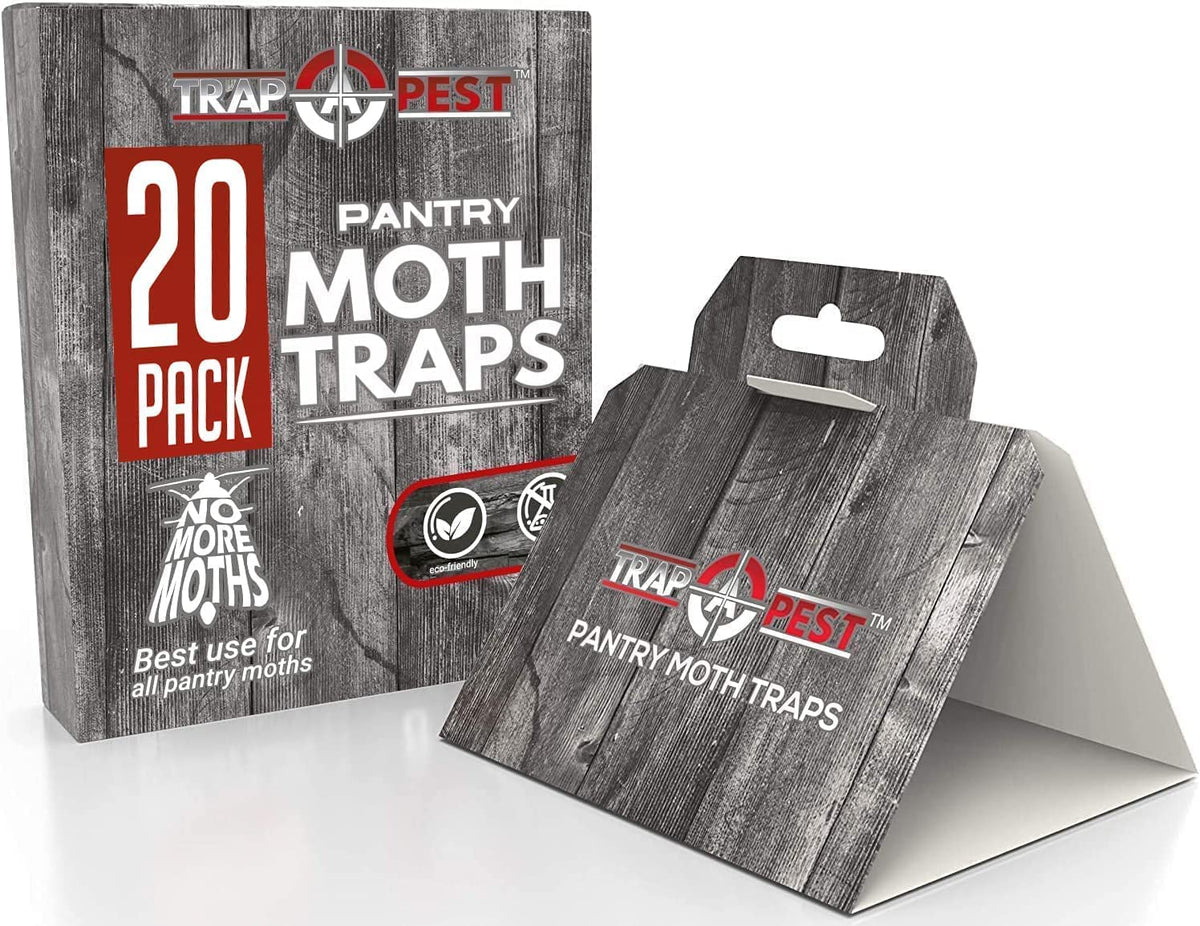 Trap A Pest frente del paquete mostrando 20 trampas, protección confiable