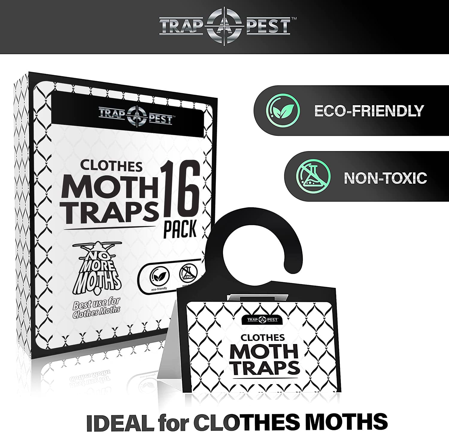 TRAP A PEST trampa colgada en armario protegiendo ropa delicada