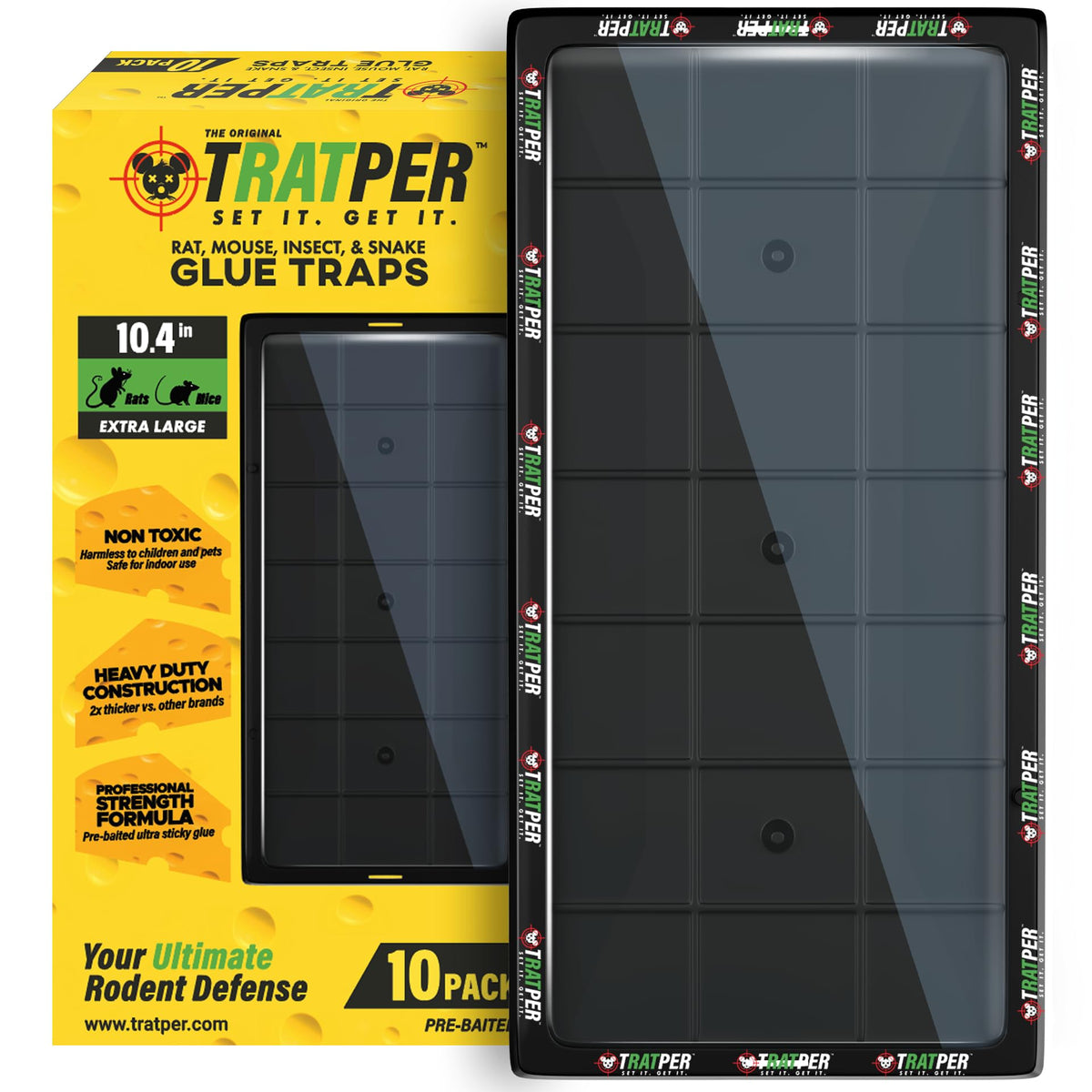 TRATPER vista frontal del paquete de 10 trampas, solución no tóxica