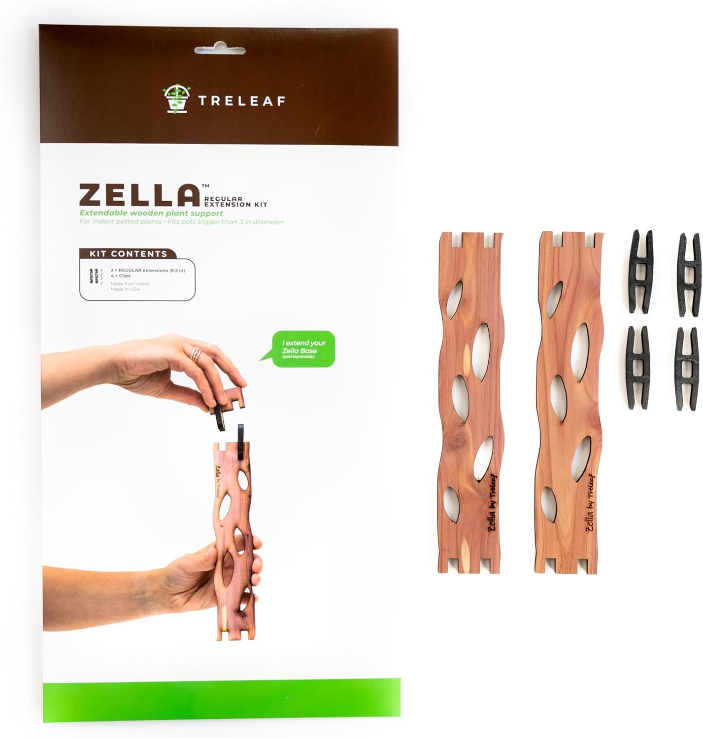 Treleaf Zella comparación de tamaño para planificar altura y espacio