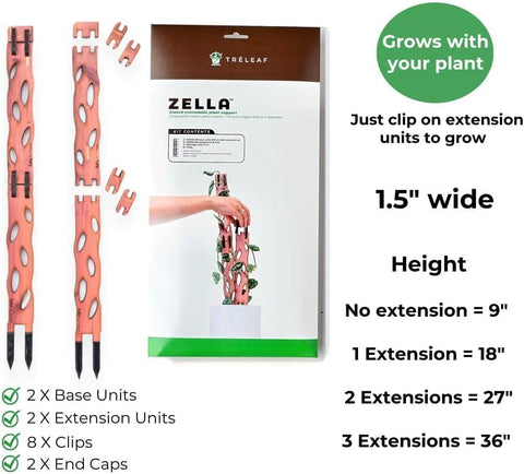 Treleaf Zella en uso con planta trepadora demostrando soporte estable