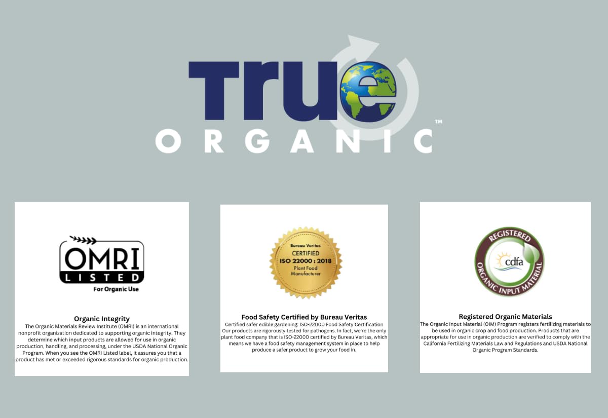 True Organic enfoque en etiqueta detallando ingredientes orgánicos