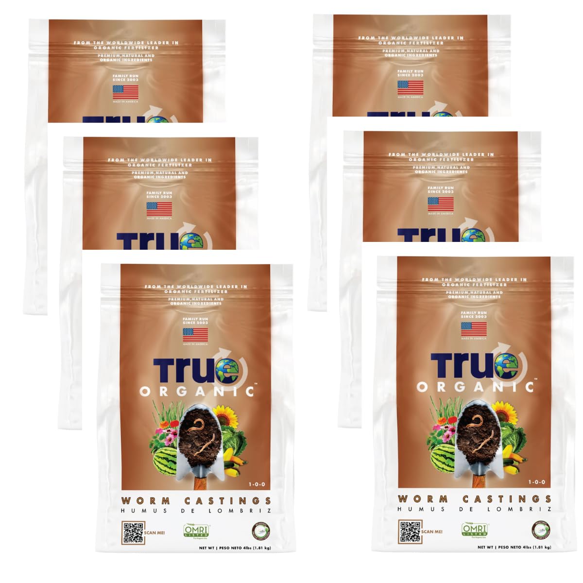 True Organic empaque frontal mostrando tamaño y sello orgánico