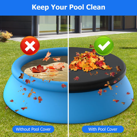 Tufmunb cubierta colocada en piscina inflable protegiendo agua