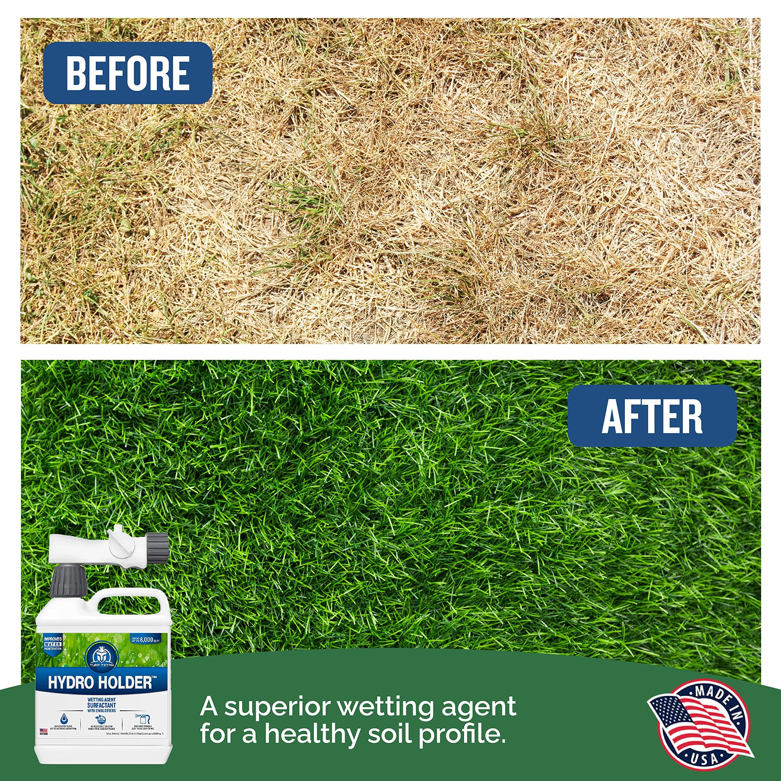 Turf Titan aplicando producto en césped mejora penetración del agua