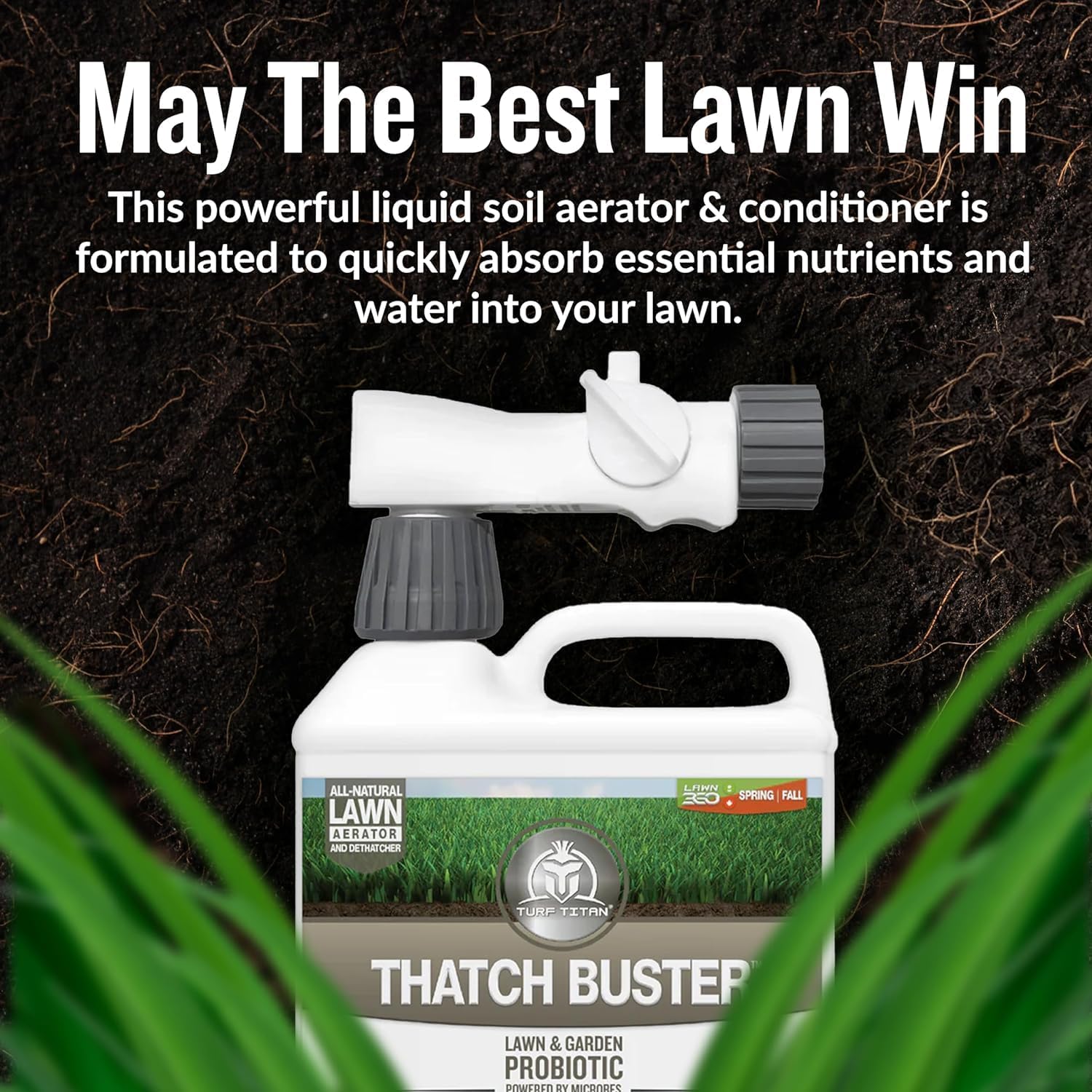 Turf Titan aplicador de manguera listo para rociar y activar microbios