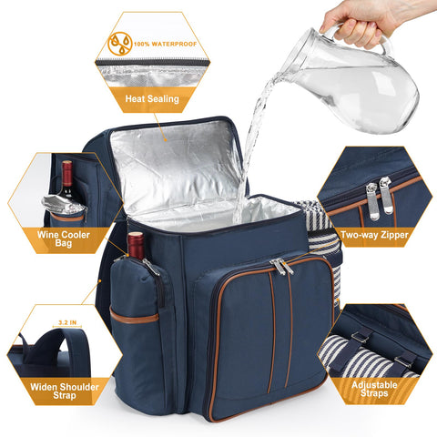 TwentyNext vajilla organizada dentro de la mochila para un picnic ordenado