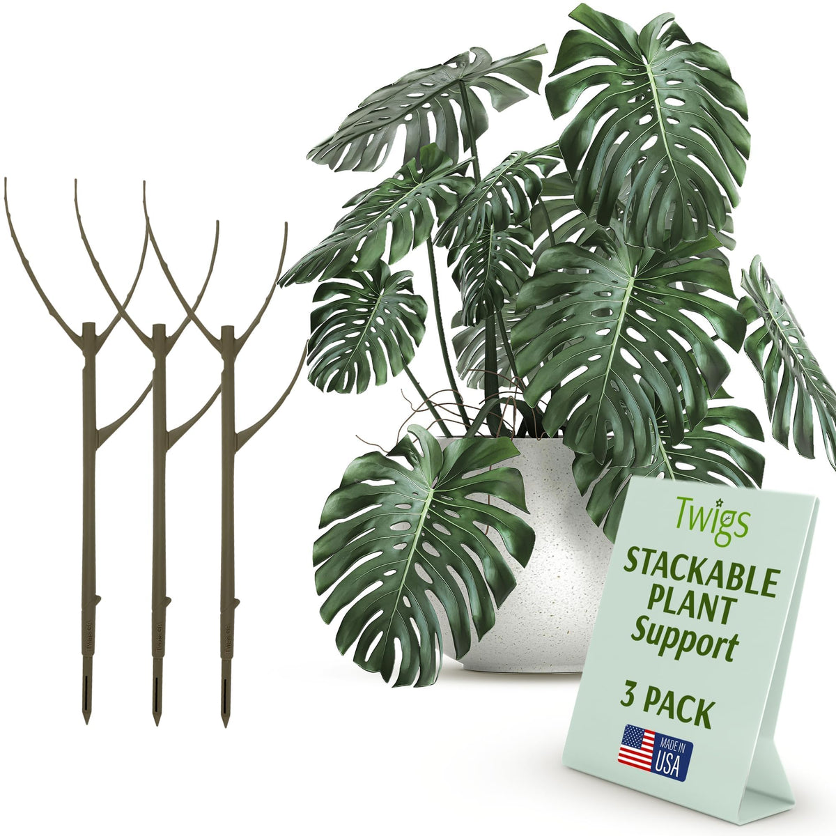 Twigs GA soporte frontal en Moonstone, muestra apariencia natural y discreta