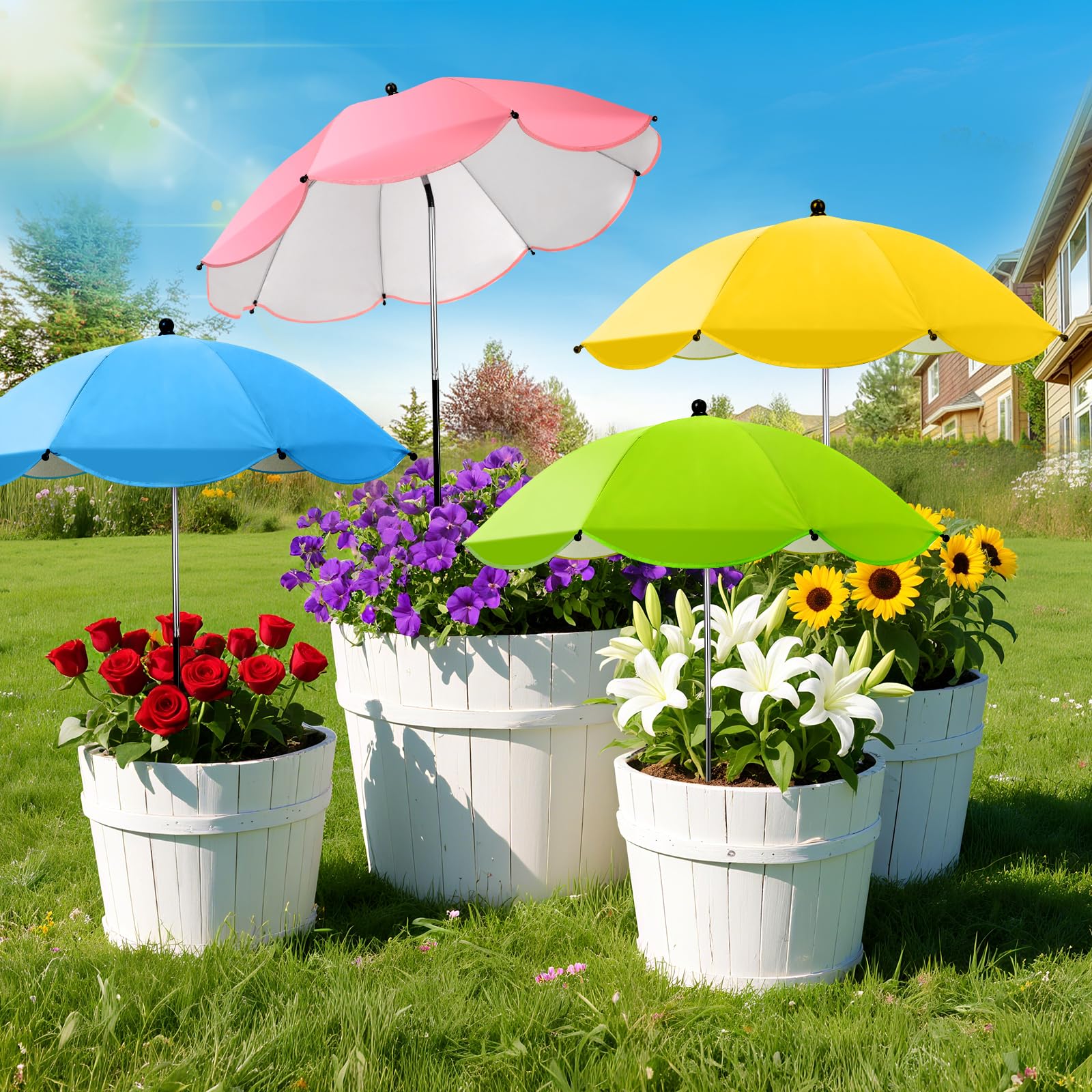 Twintaogo vista frontal del parasol para plantas, protección solar inmediata