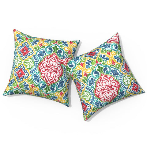 TWLEAR vista frontal del pack de 2 con patrón damask rojo y color resistente