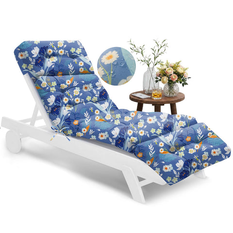 Tycdiose vista frontal del cojín azul floral para tumbona con diseño atractivo y cómodo