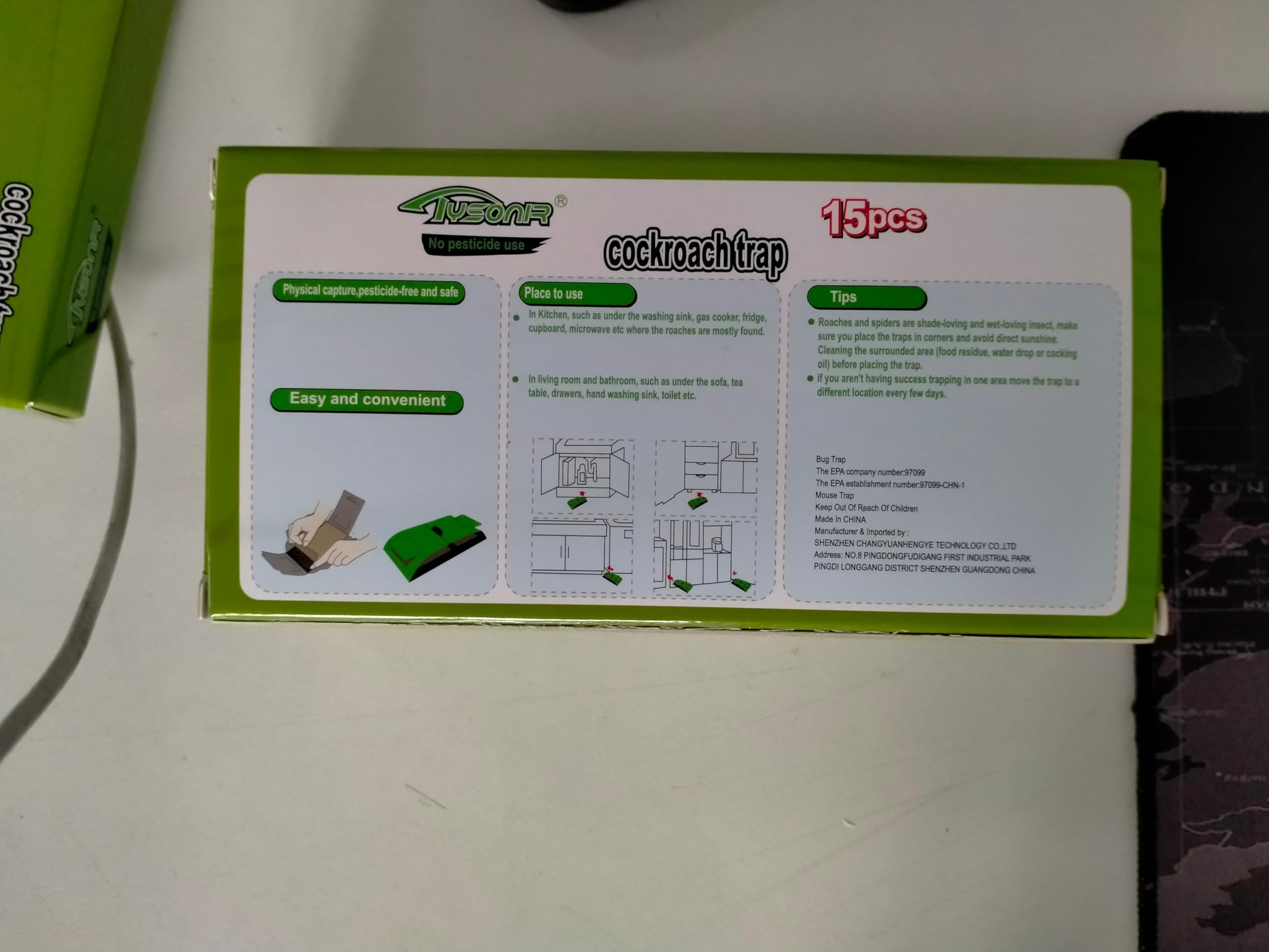 Tysonir etiqueta con número de patente, diseño registrado y confiable