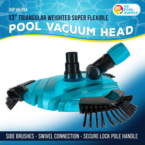 U.S. Pool Supply vista lateral con cepillos que facilita limpieza de esquinas