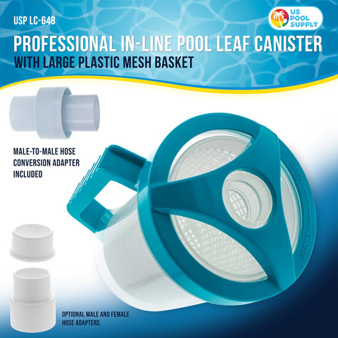 U.S. Pool Supply canister con tapa abierta facilitando acceso y limpieza rápida