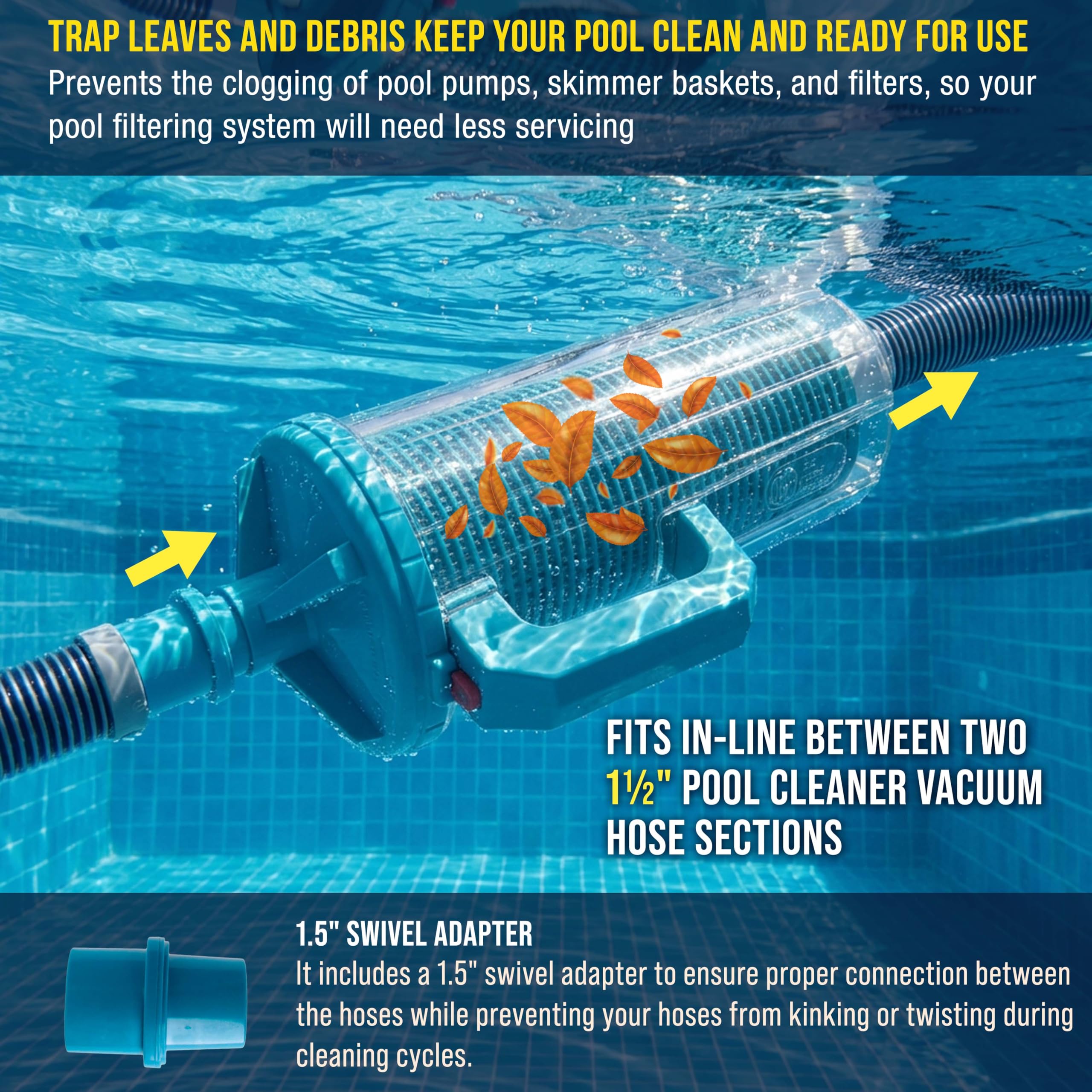 U.S. Pool Supply cuerpo transparente mostrando nivel de residuos para revisión rápida