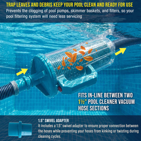 U.S. Pool Supply cuerpo transparente mostrando nivel de residuos para revisión rápida