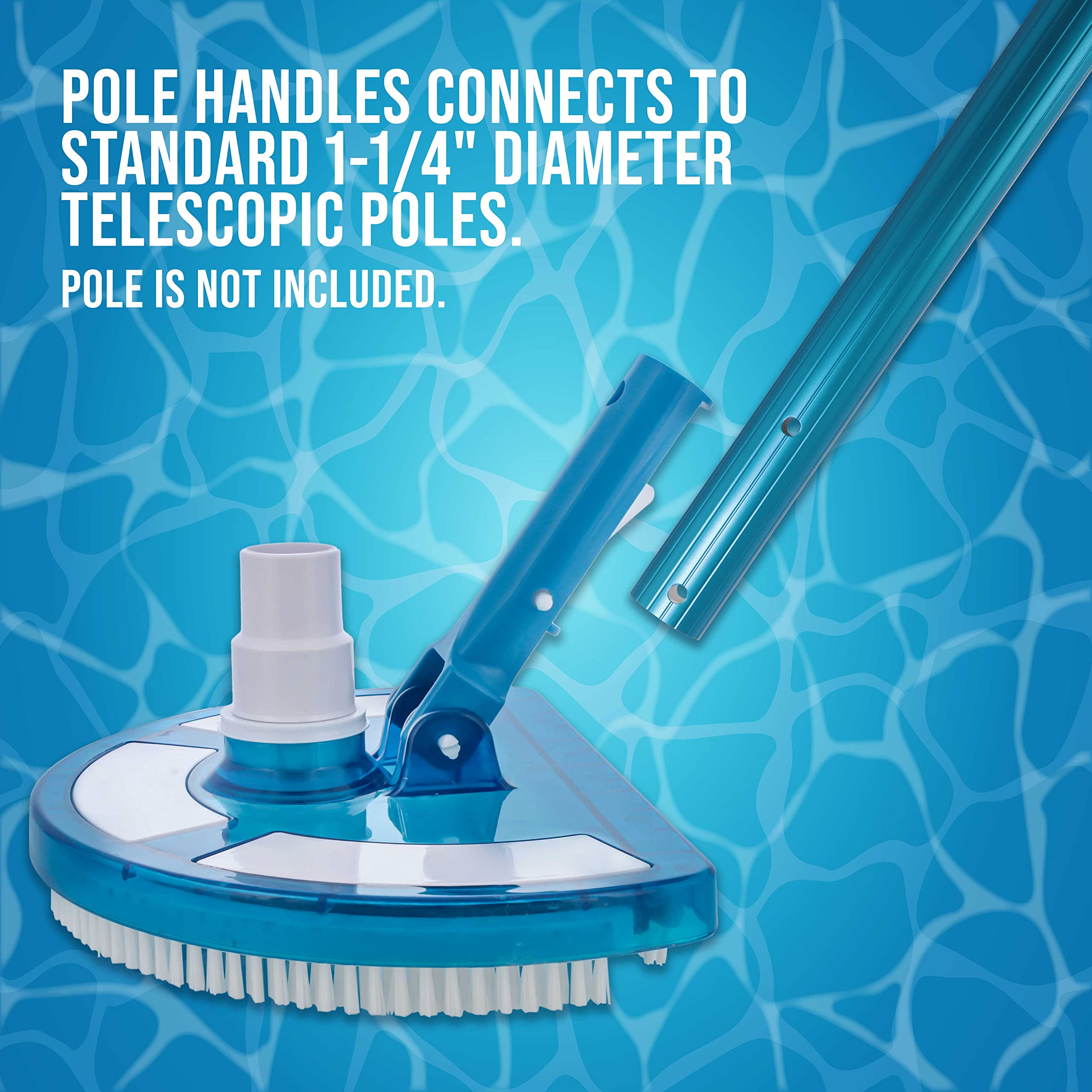 U.S. Pool Supply comparación de tamaño mostrando base de 10.5 pulgadas