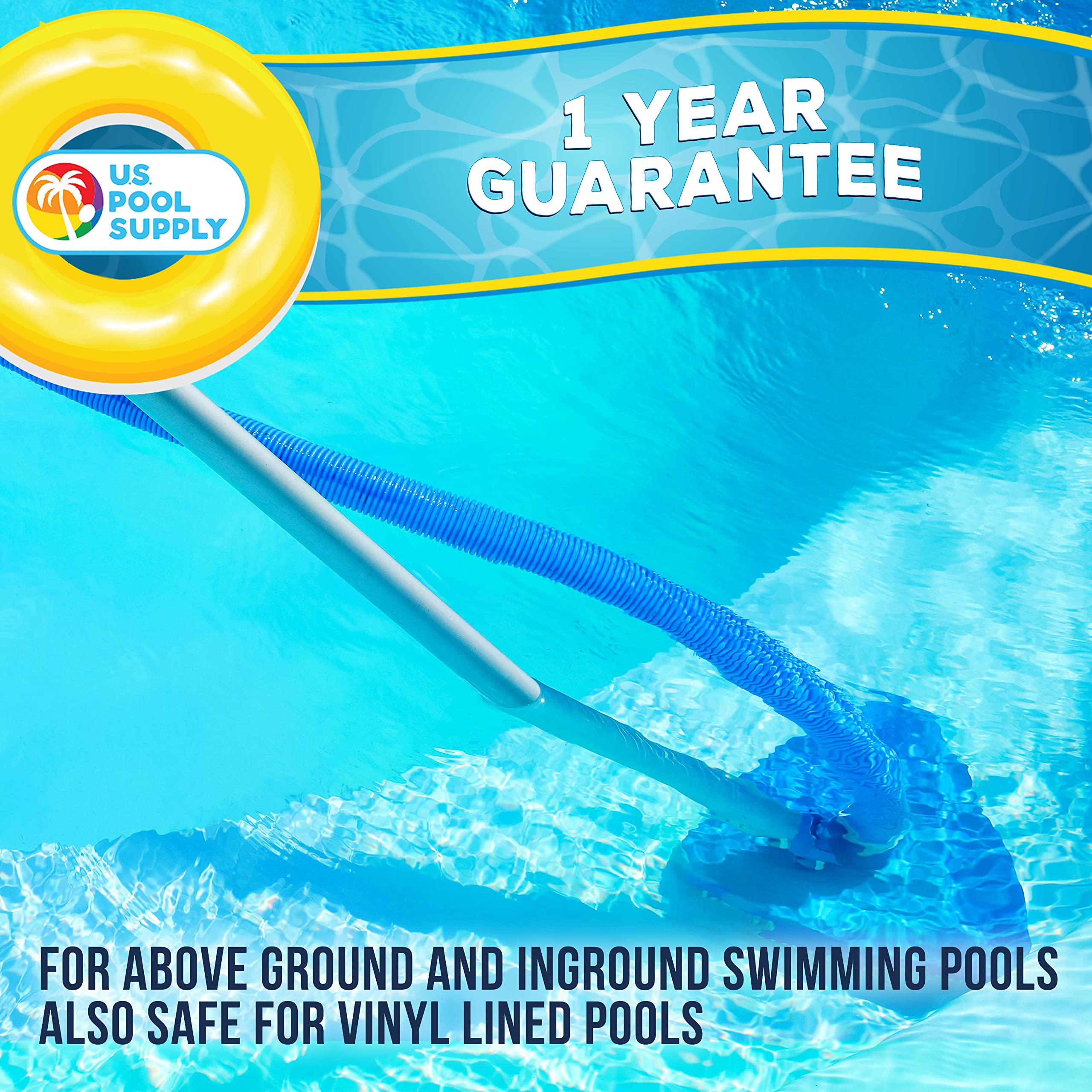 U.S. Pool Supply cabezal en piscina ilustrando limpieza efectiva en esquinas