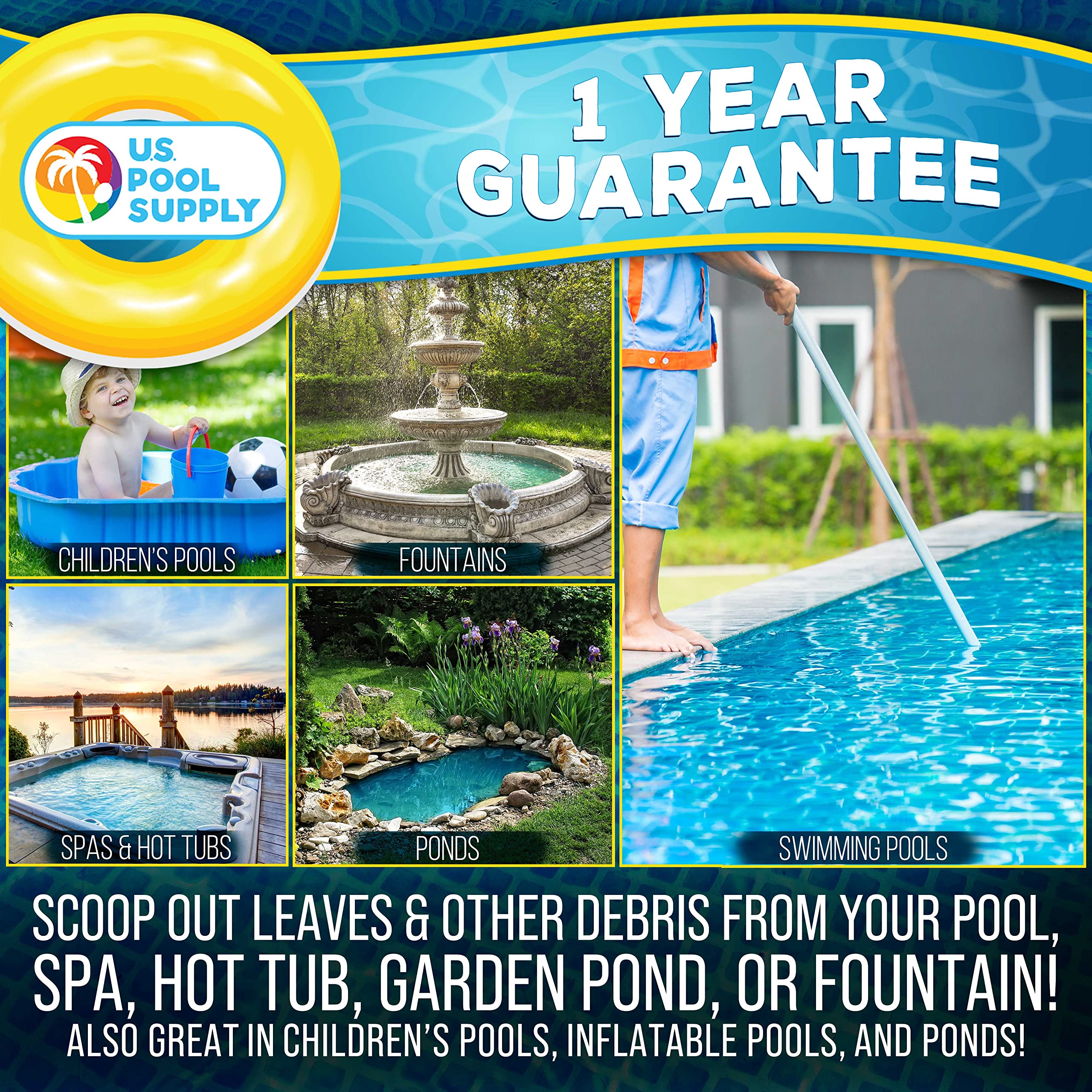 U.S. Pool Supply EZ clip mostrando montaje rápido y seguro