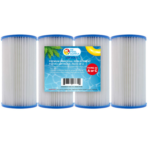 U.S. Pool Supply vista frontal del pack de cuatro cartuchos, compatibilidad amplia