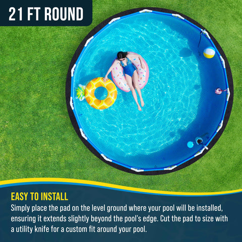 U.S. Pool Supply almohadilla instalada bajo piscina protegiendo el liner