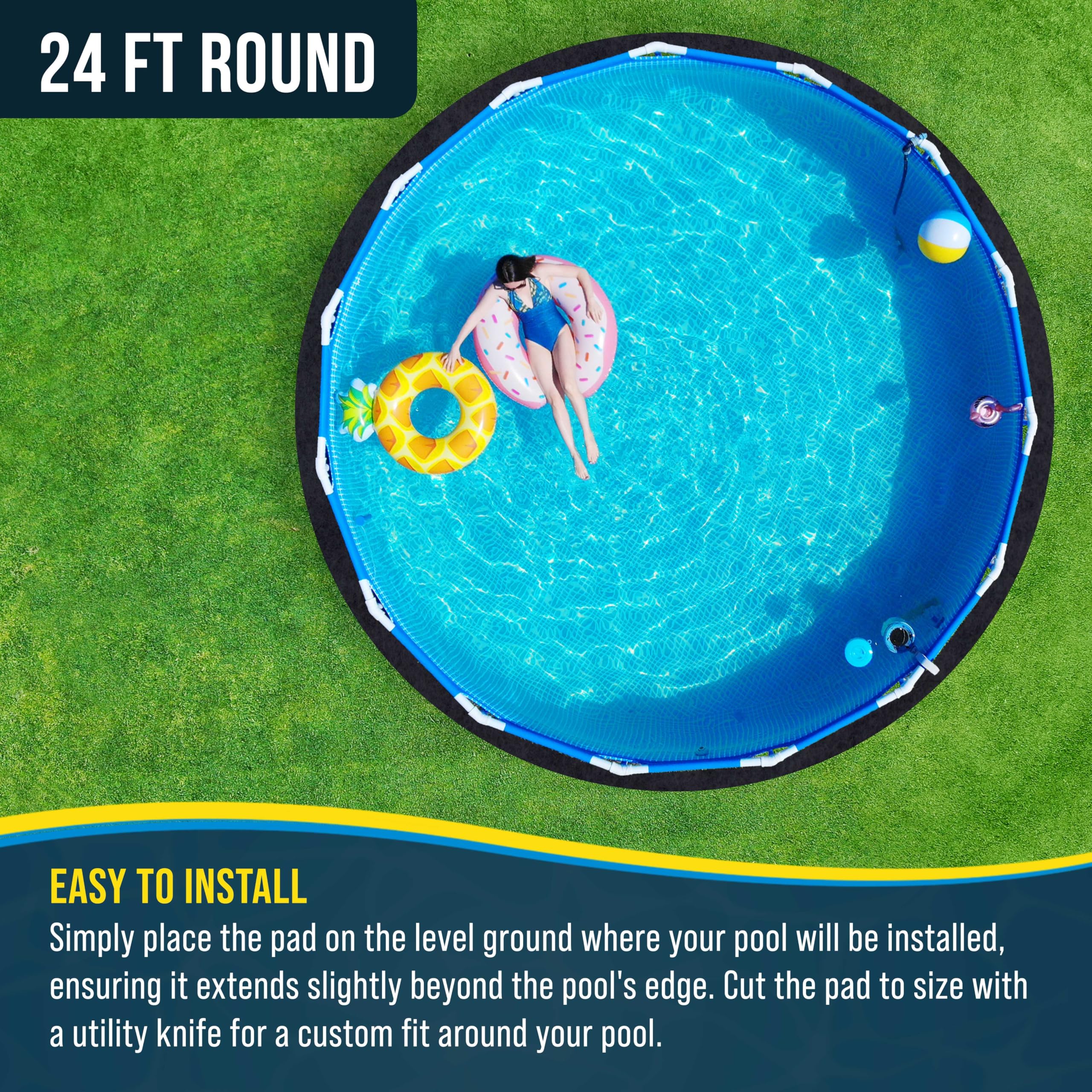 U.S. Pool Supply instalación de la almohadilla bajo una piscina elevada, fácil ajuste