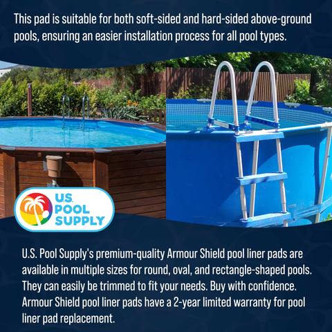 U.S. Pool Supply etiqueta con información y garantía limitada de dos años