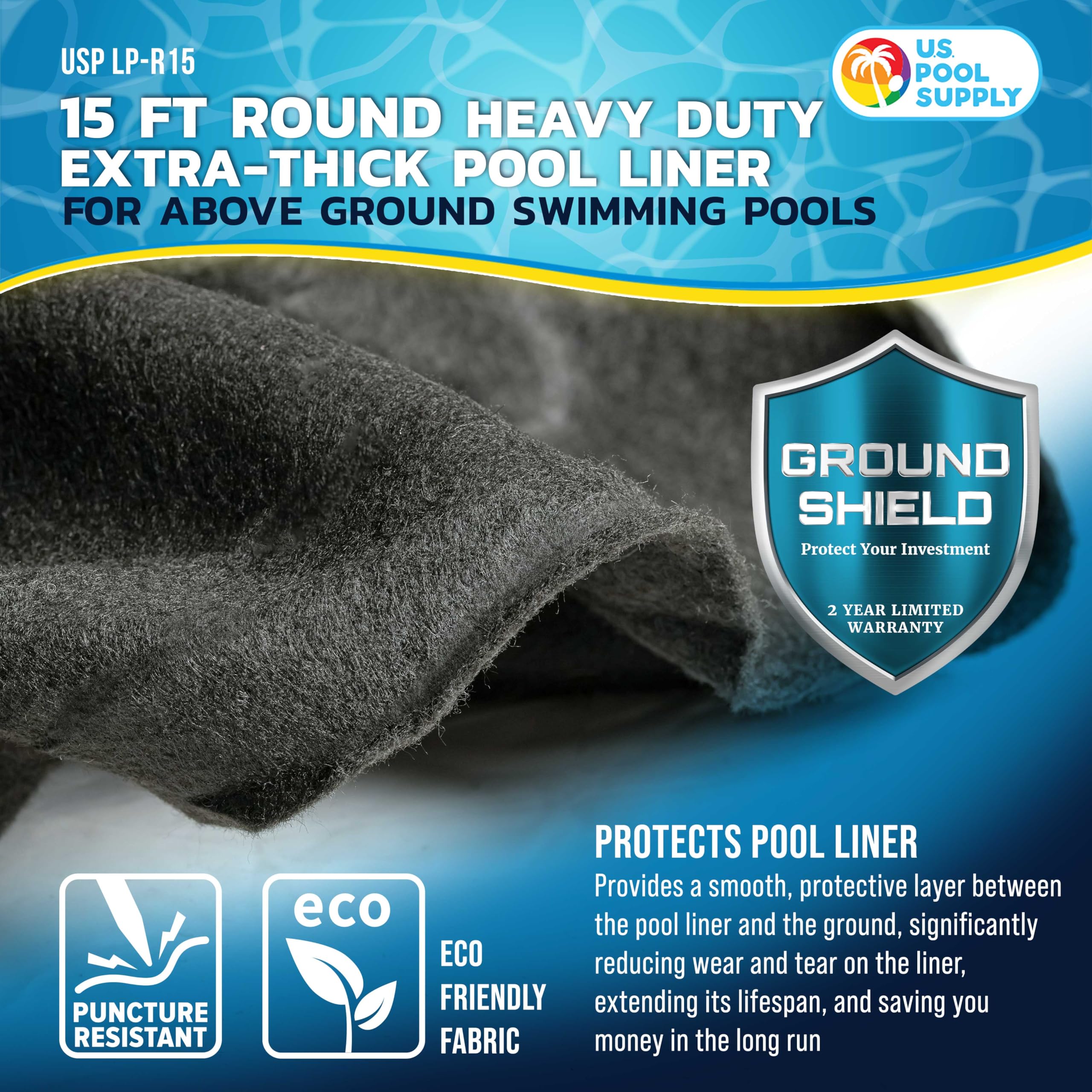 U.S. Pool Supply textura del geotextil grosor y durabilidad visibles
