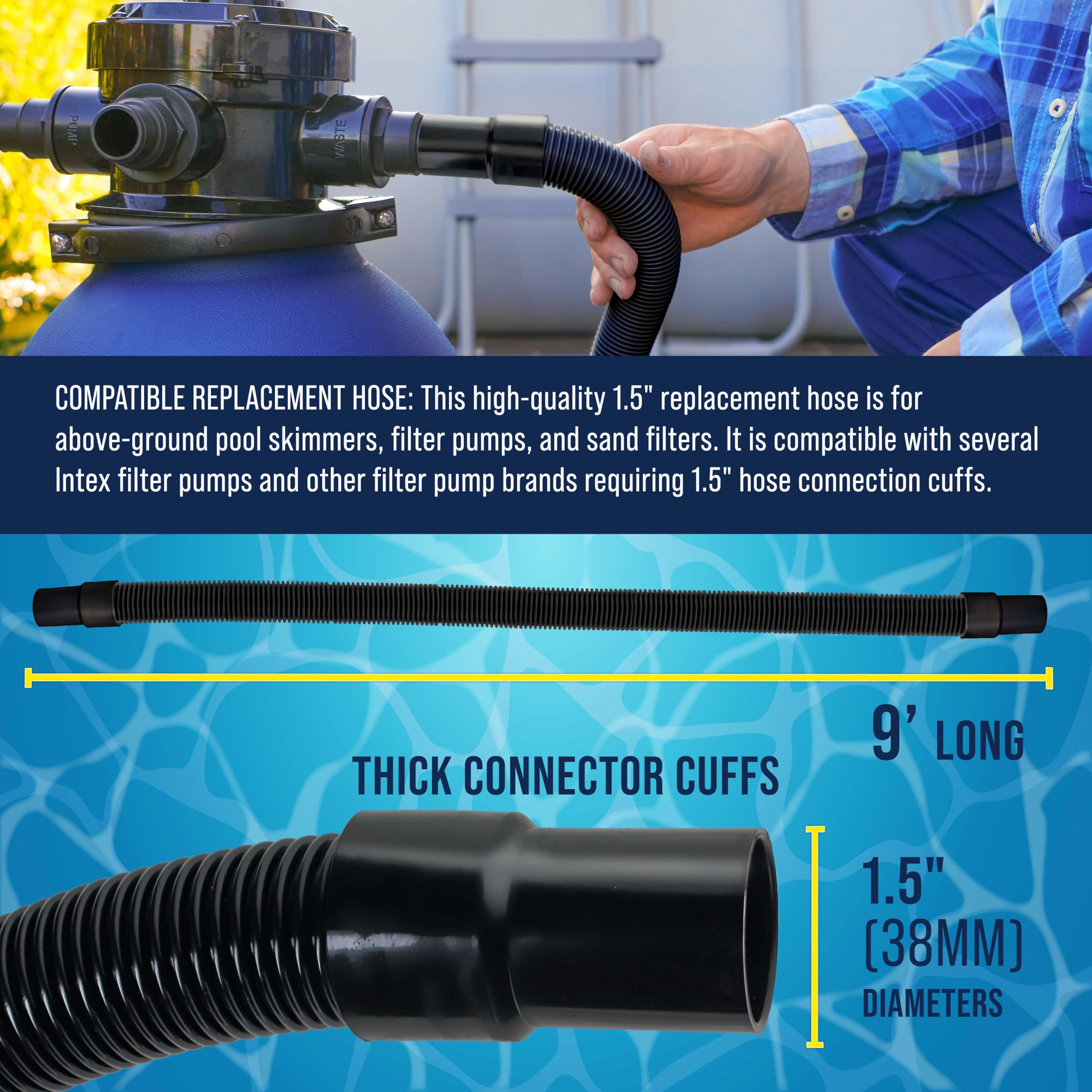 U.S. Pool Supply puño de conector grueso asegurando unión sin fugas