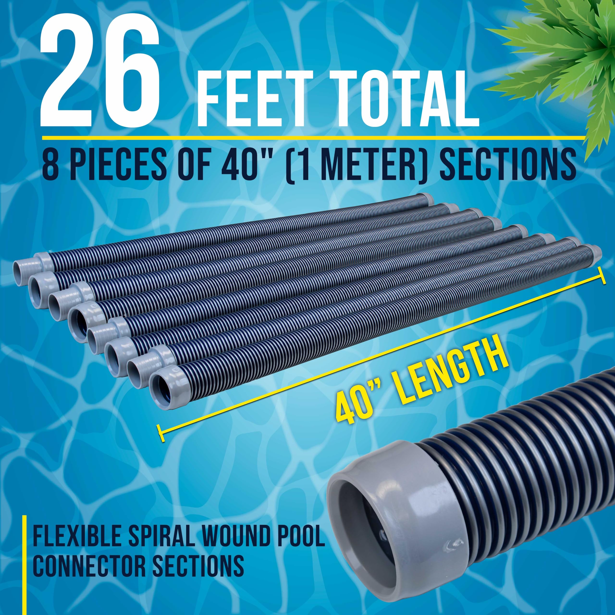 U.S. Pool Supply manguera en uso con aspiradora demostrando extensión y succión eficiente