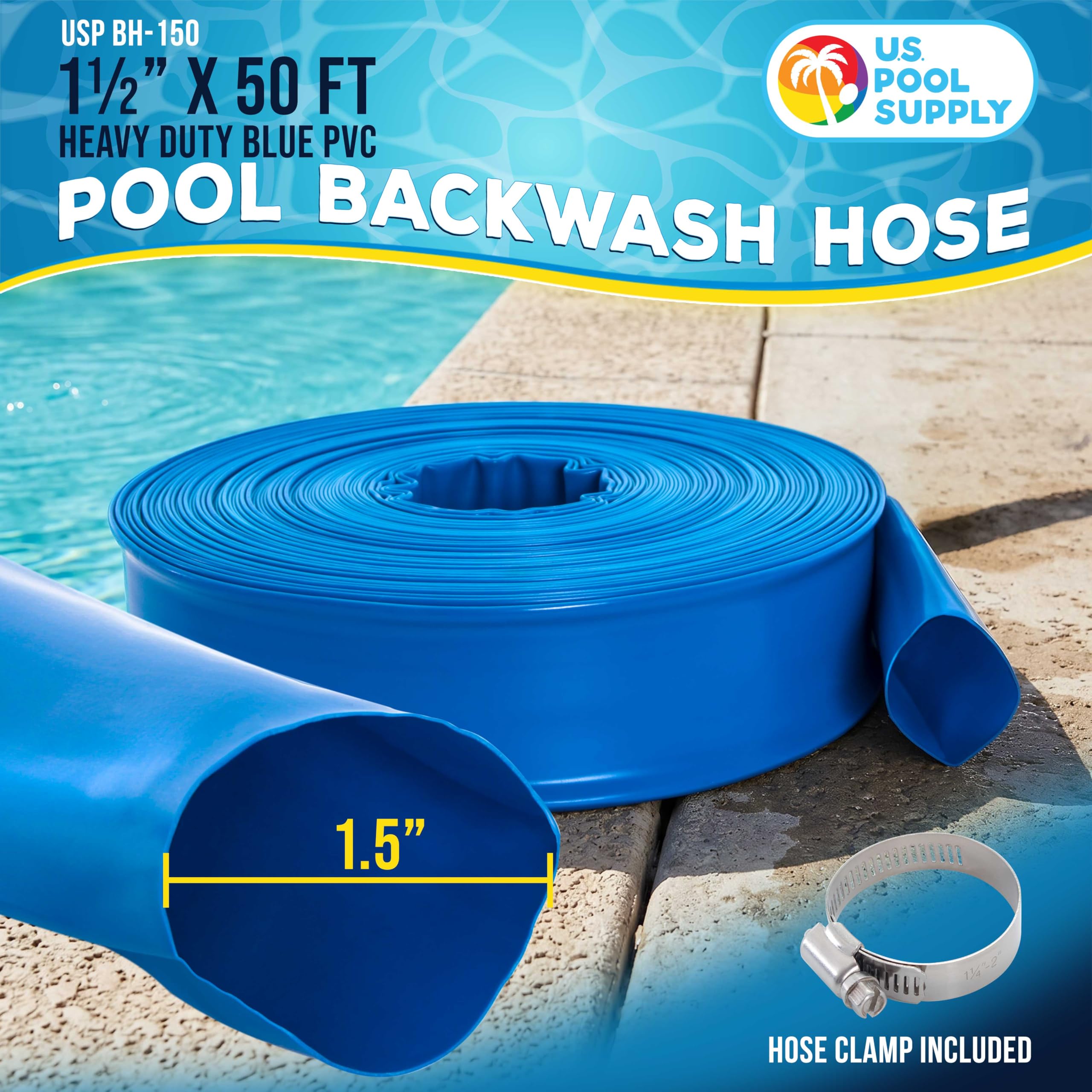 U.S. Pool Supply detalle de la pared gruesa de la manguera que ofrece resistencia